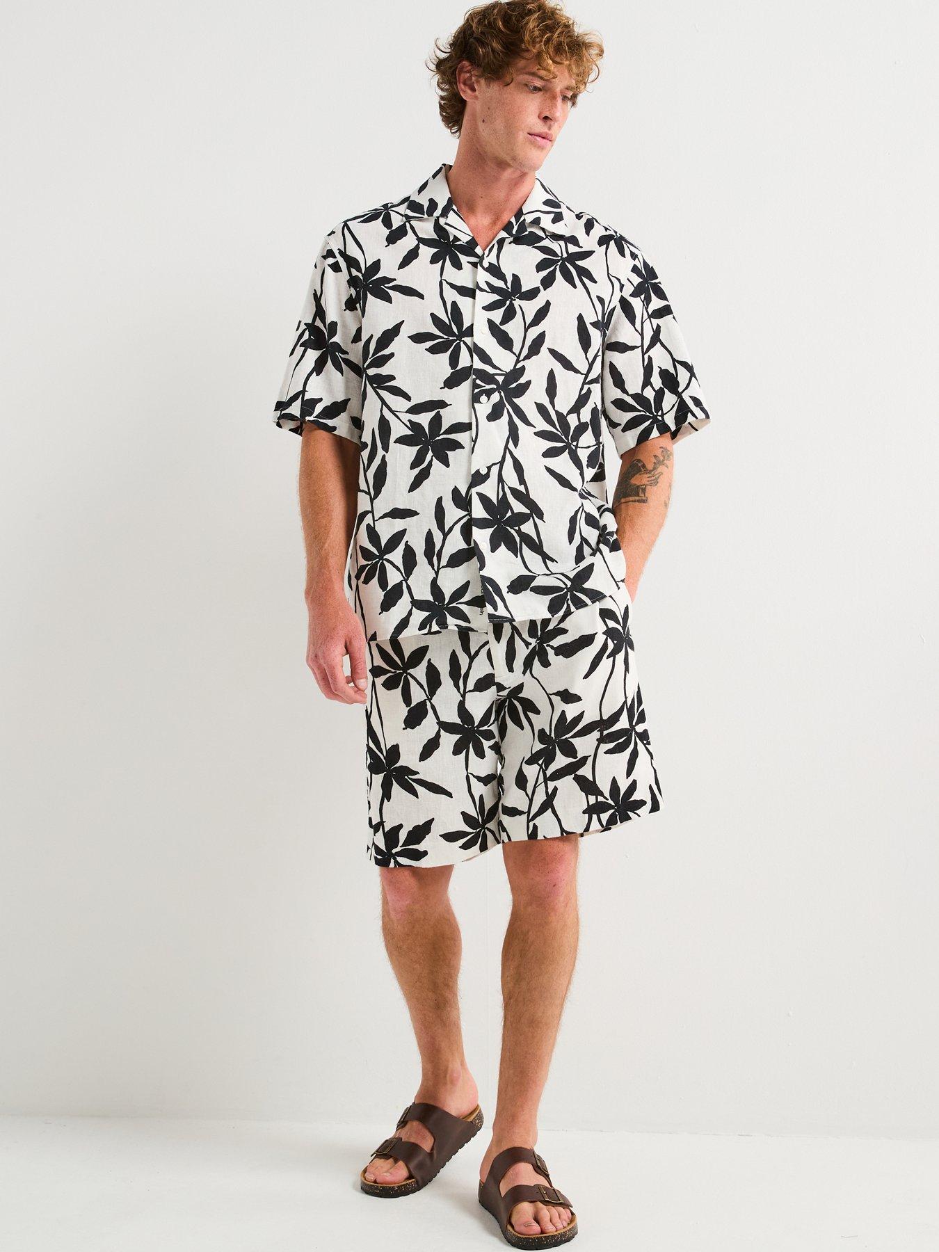 calvin-klein-calvin-klein-linen-printed-pull-on-shorts-whiteback