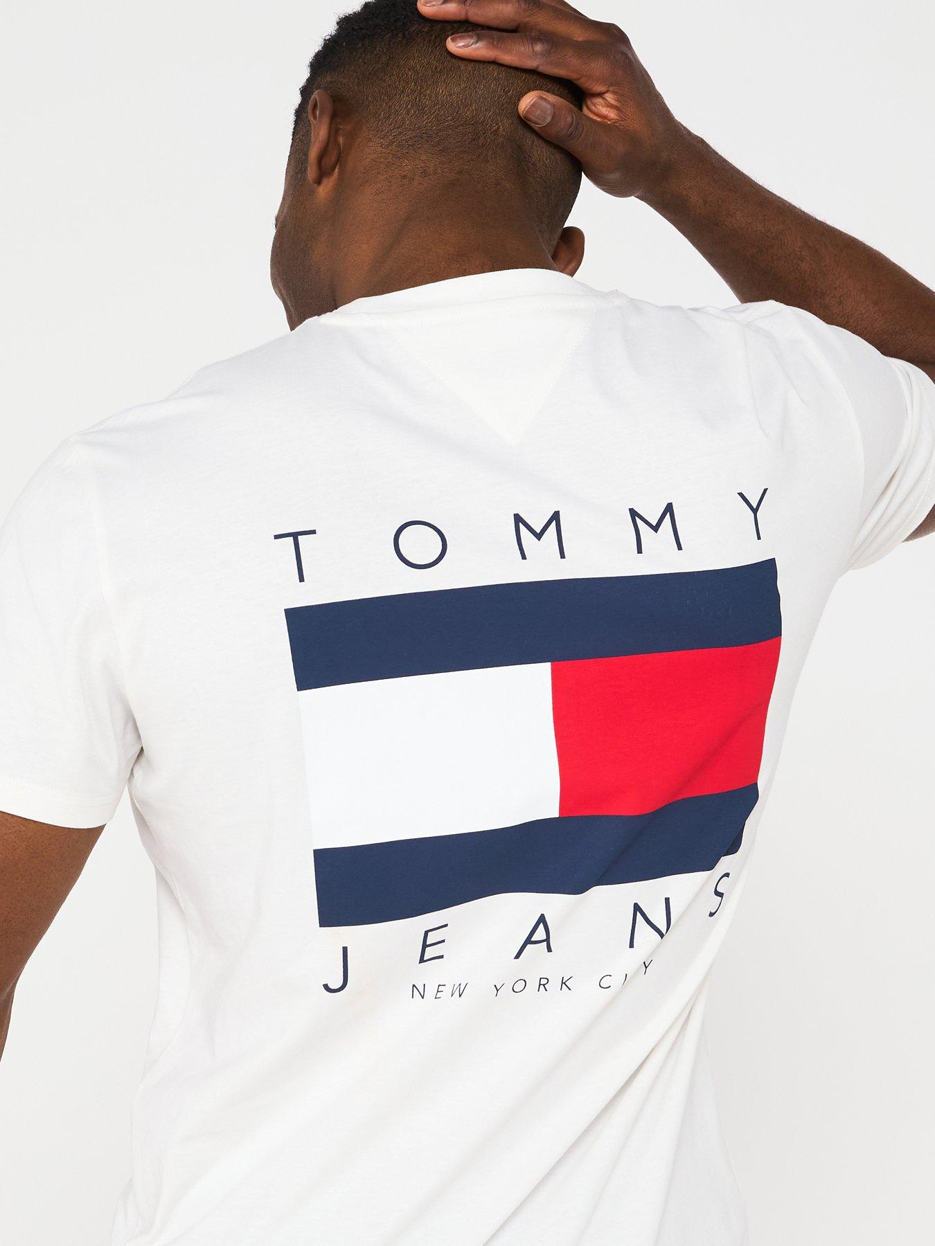Image 4 of 5 of Tommy Jeans Regular Fit Flag Graphic Back Print T-Shirt - White