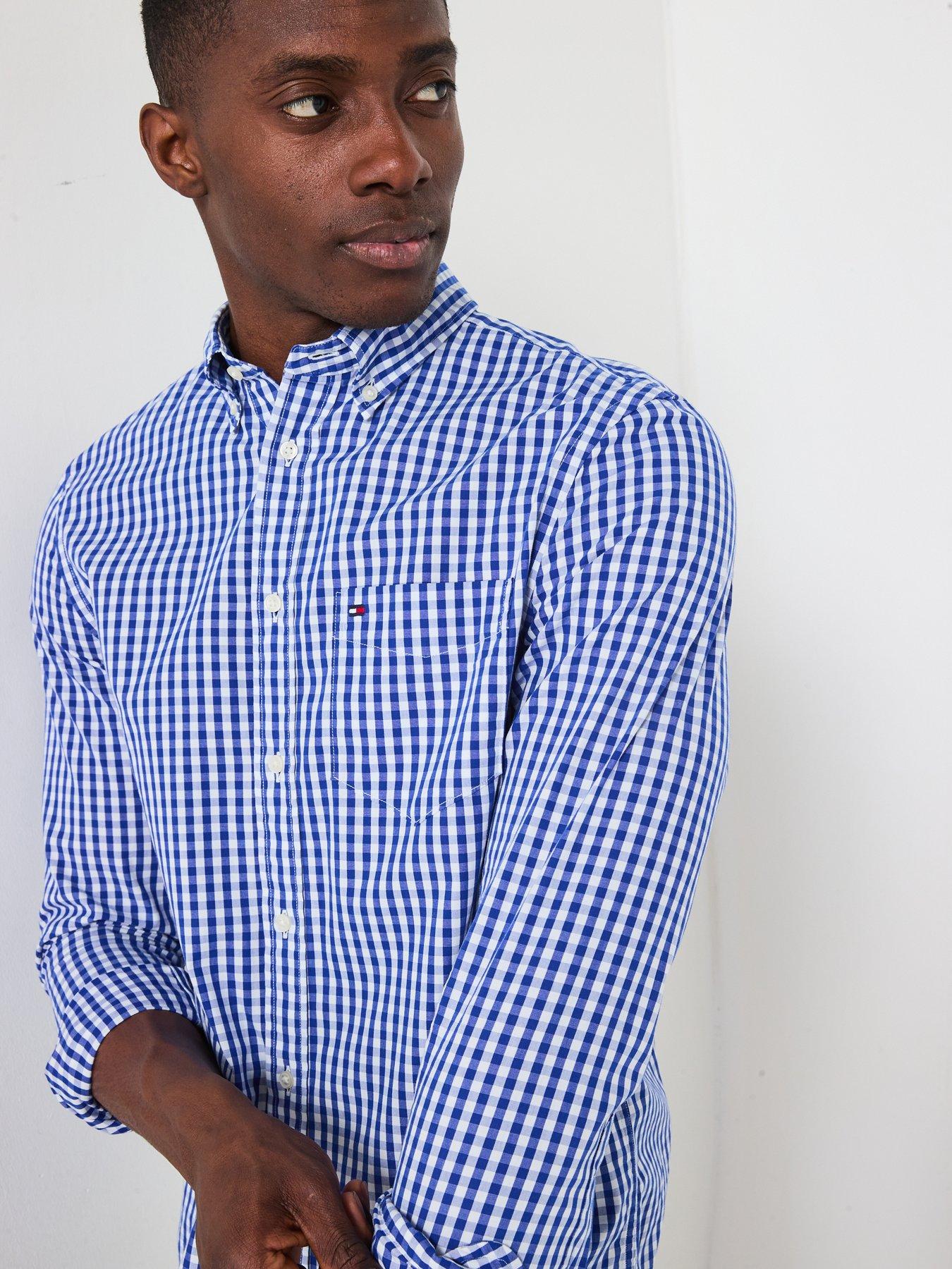 tommy-hilfiger-flex-poplin-gingham-shirt-blueoutfit