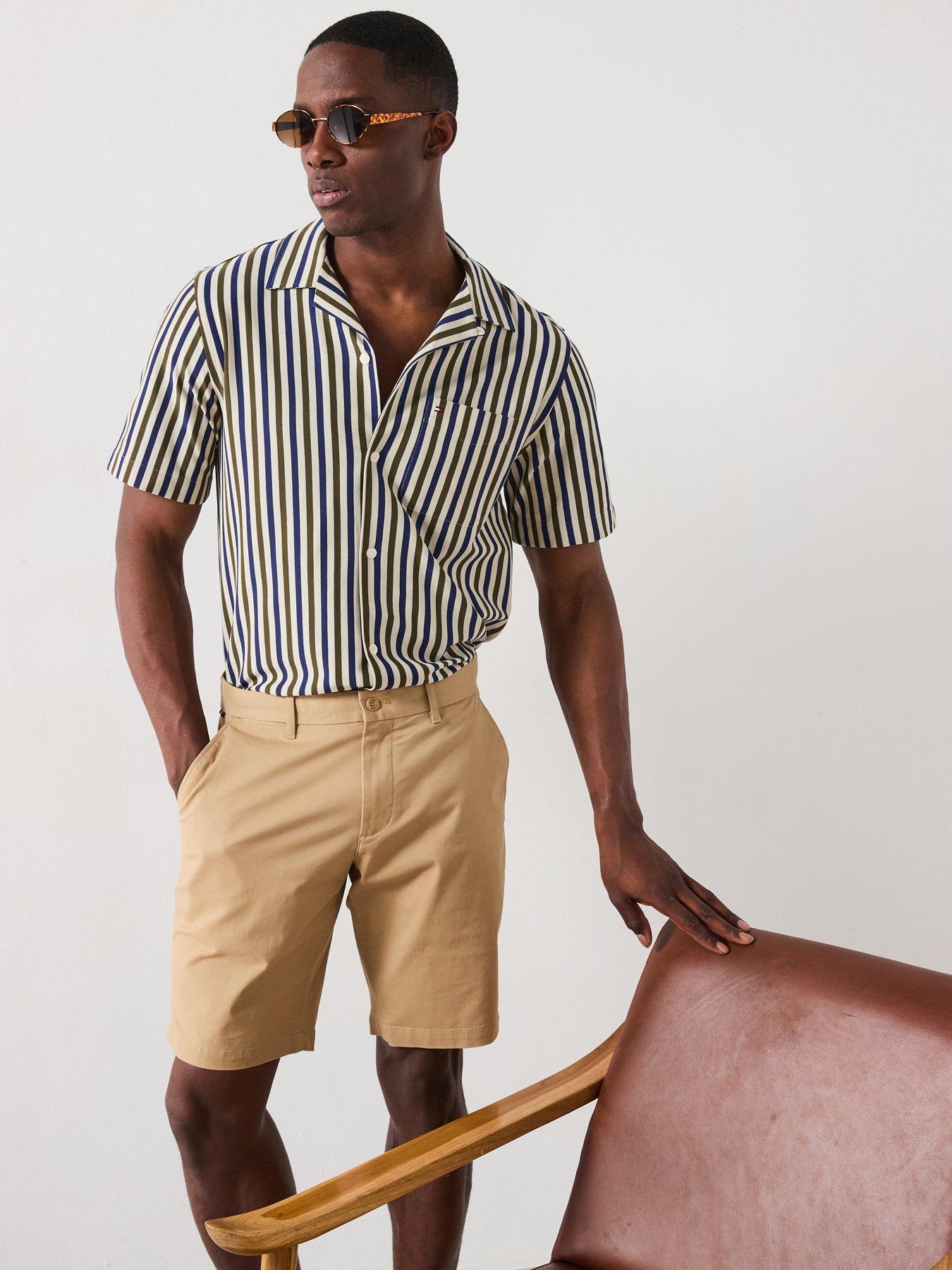 Image 1 of 6 of Tommy Hilfiger 1985 Knitted Stripe Short Sleeve Shirt - Green