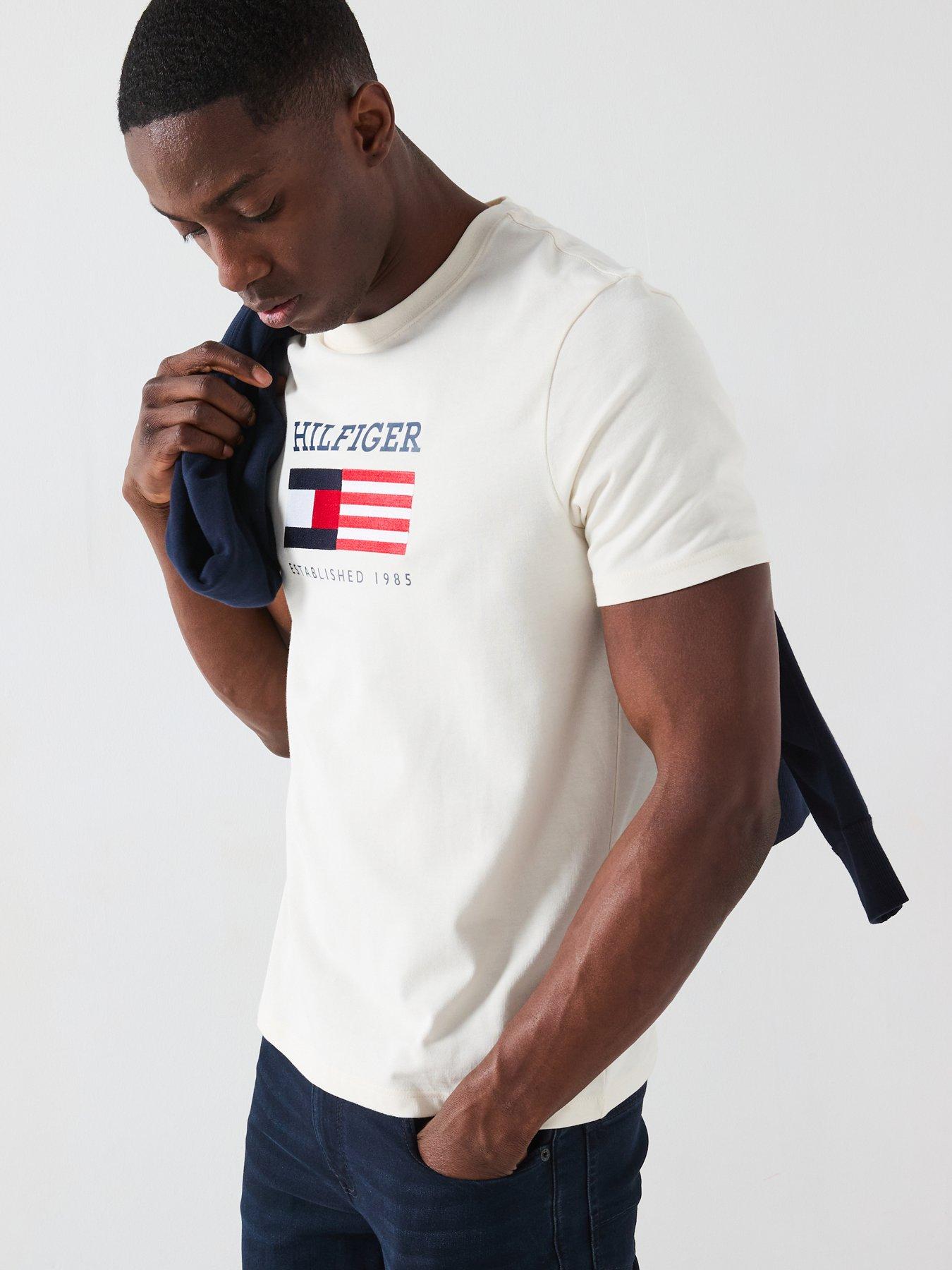 Image 4 of 6 of Tommy Hilfiger Americana Embroidered Flag T-Shirt - Off White