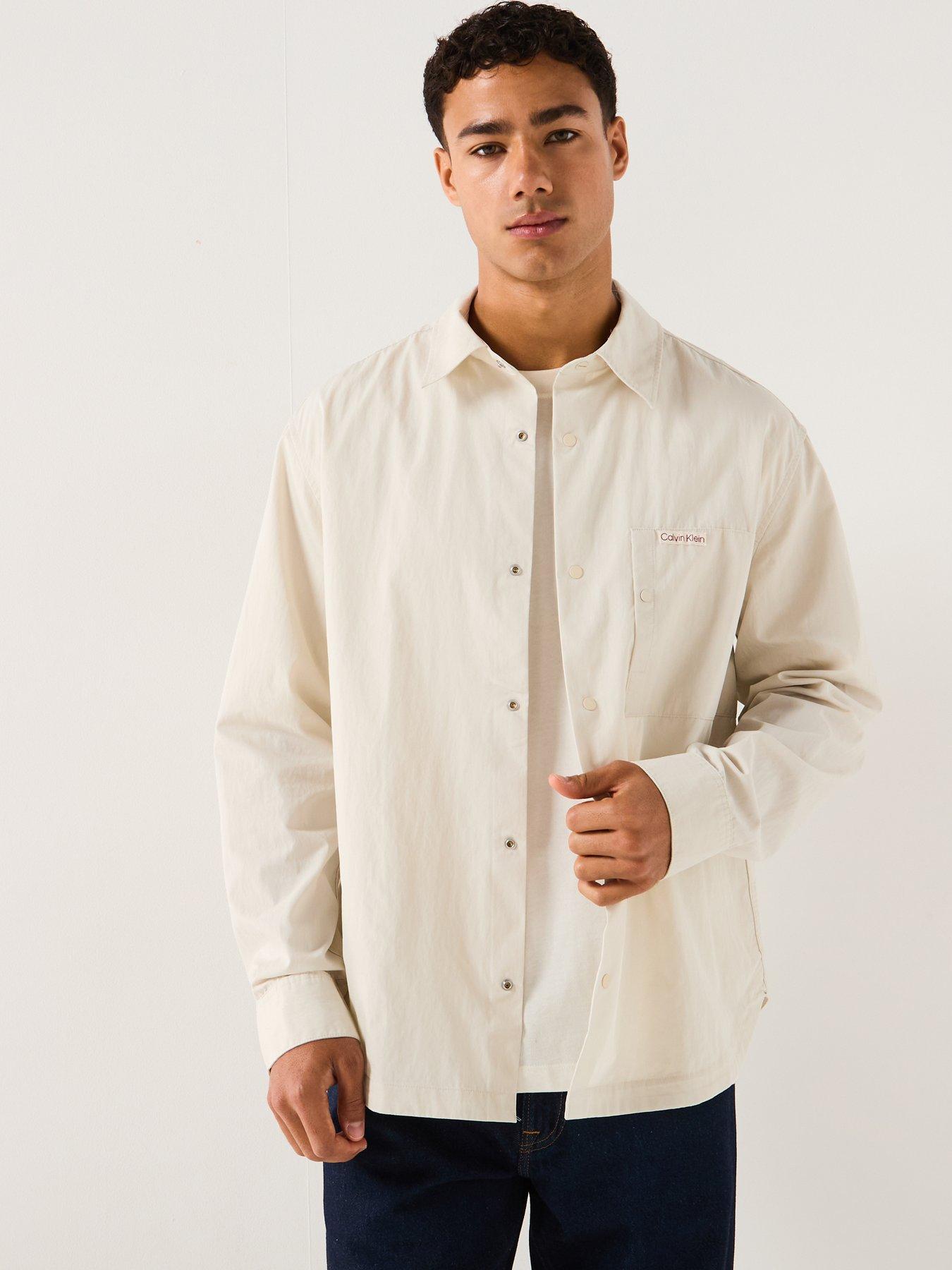 Image 5 of 6 of Calvin Klein Jeans Cotton Nylon Relaxed Fit Overshirt - Off White