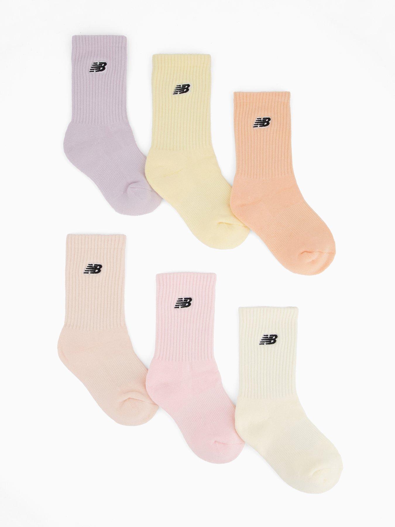 New Balance Girls Kids Patch Logo 6 Pack Socks - Pastel