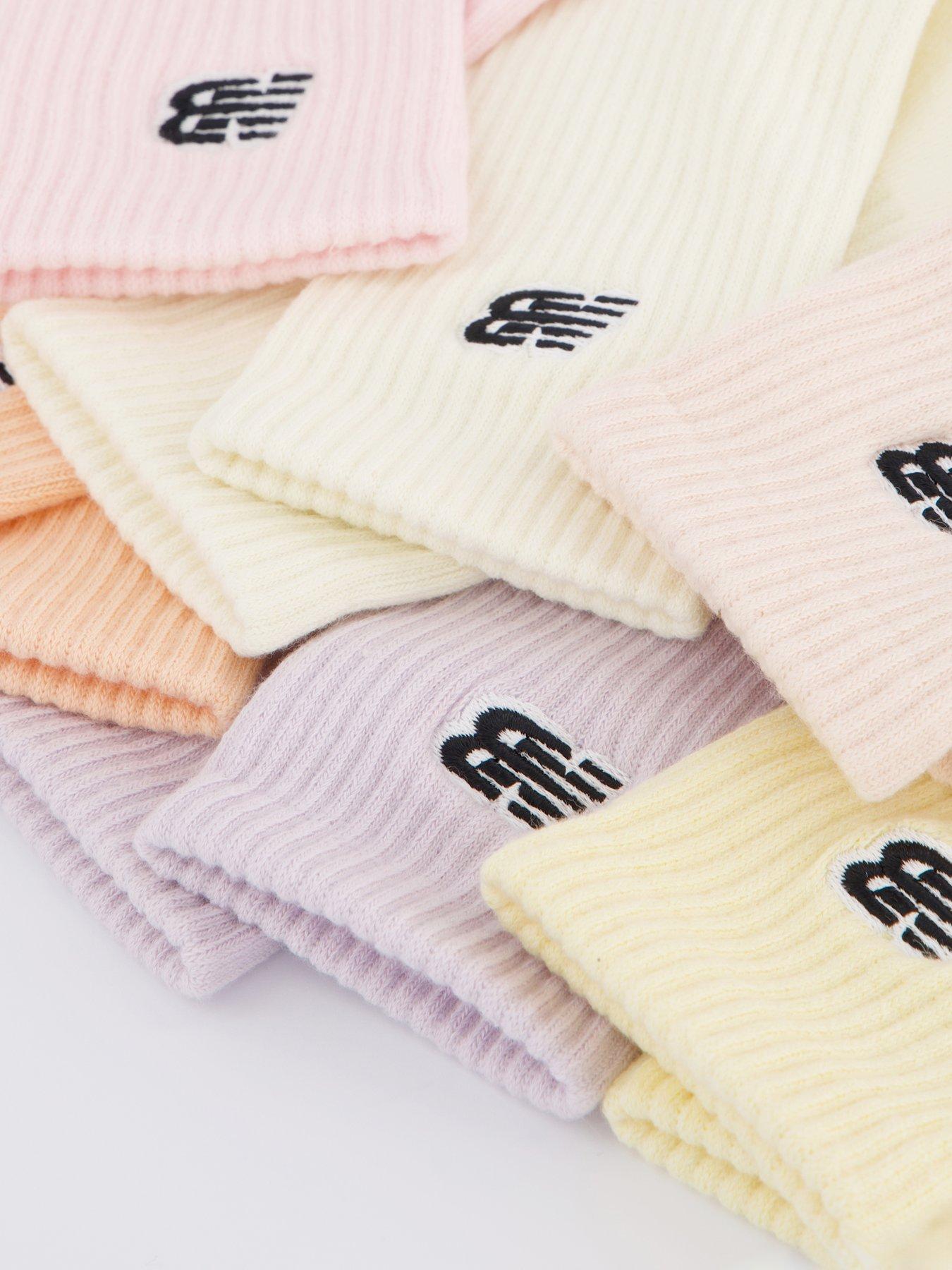 Image 2 of 2 of New Balance Girls Kids Patch Logo 6 Pack Socks - Pastel