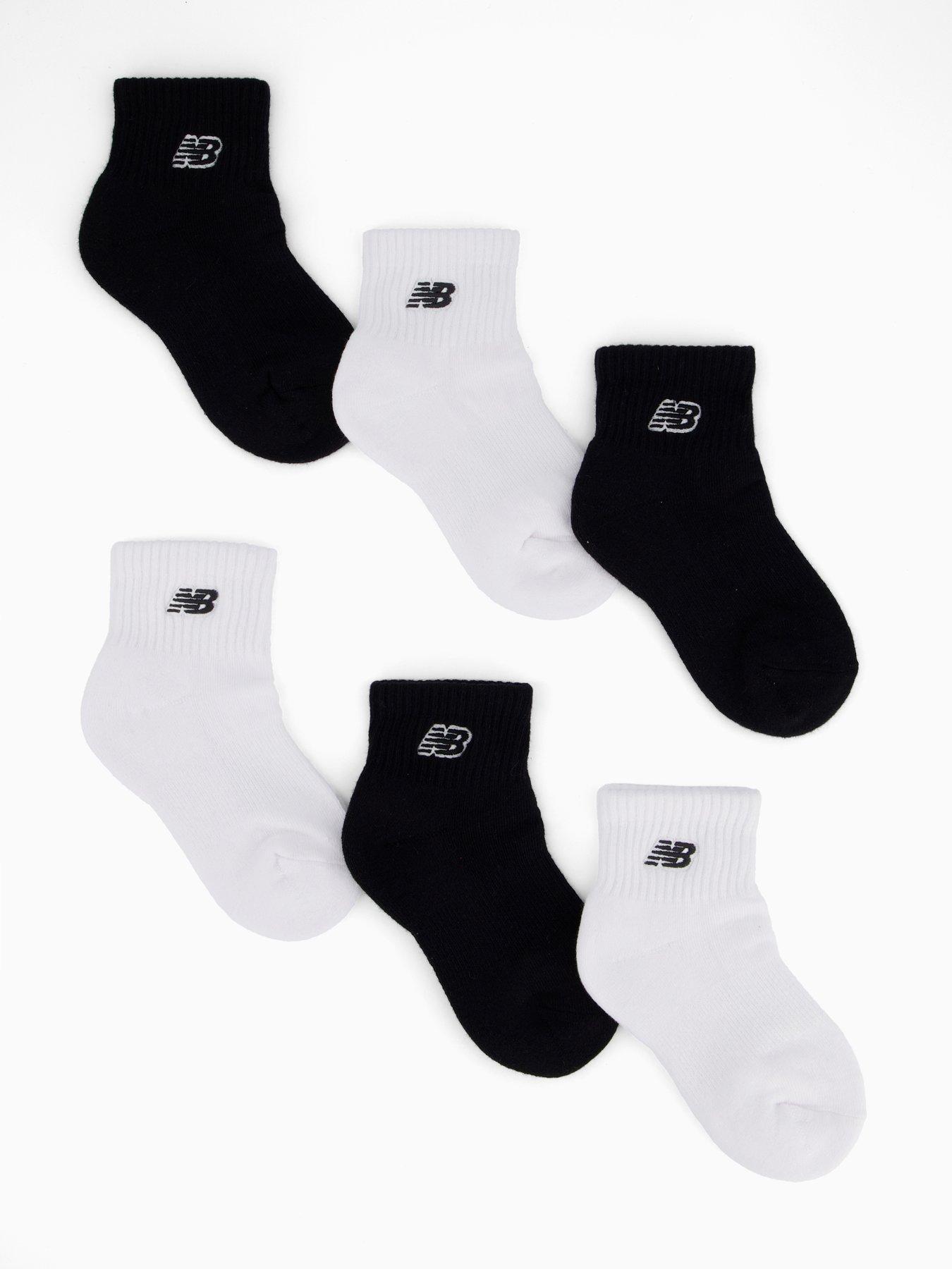 New Balance Unisex Kids Patch Logo 6 Pack Socks - White/Black - Multi