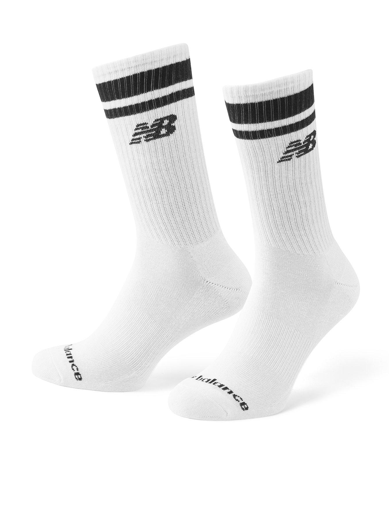 New Balance Unisex Everyday Stripe Midcalf Socks 3 Pack - White/Black