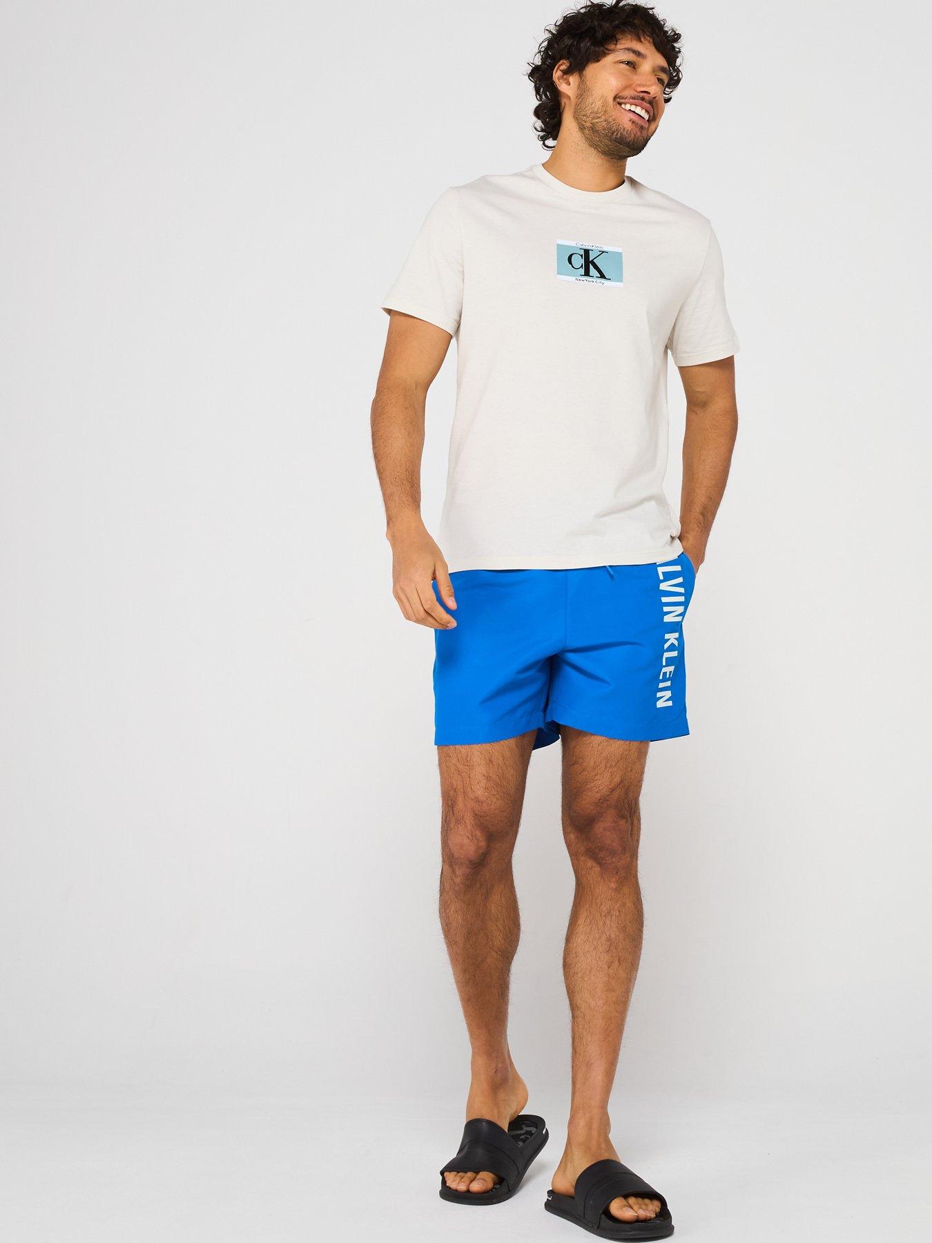 Image 3 of 4 of Calvin Klein Medium Drawstring Swimshorts - Blue