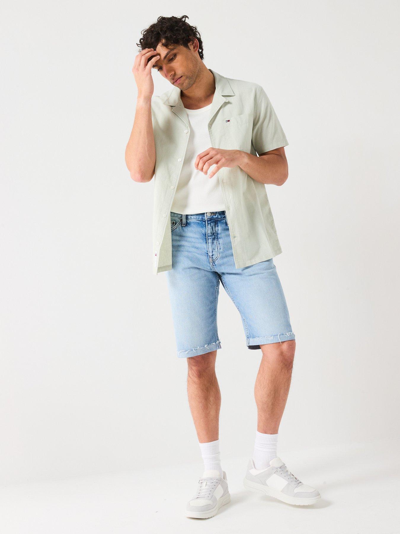 Image 3 of 6 of Tommy Jeans Linen Blend Camp Short Sleeve Shirt - Light Green