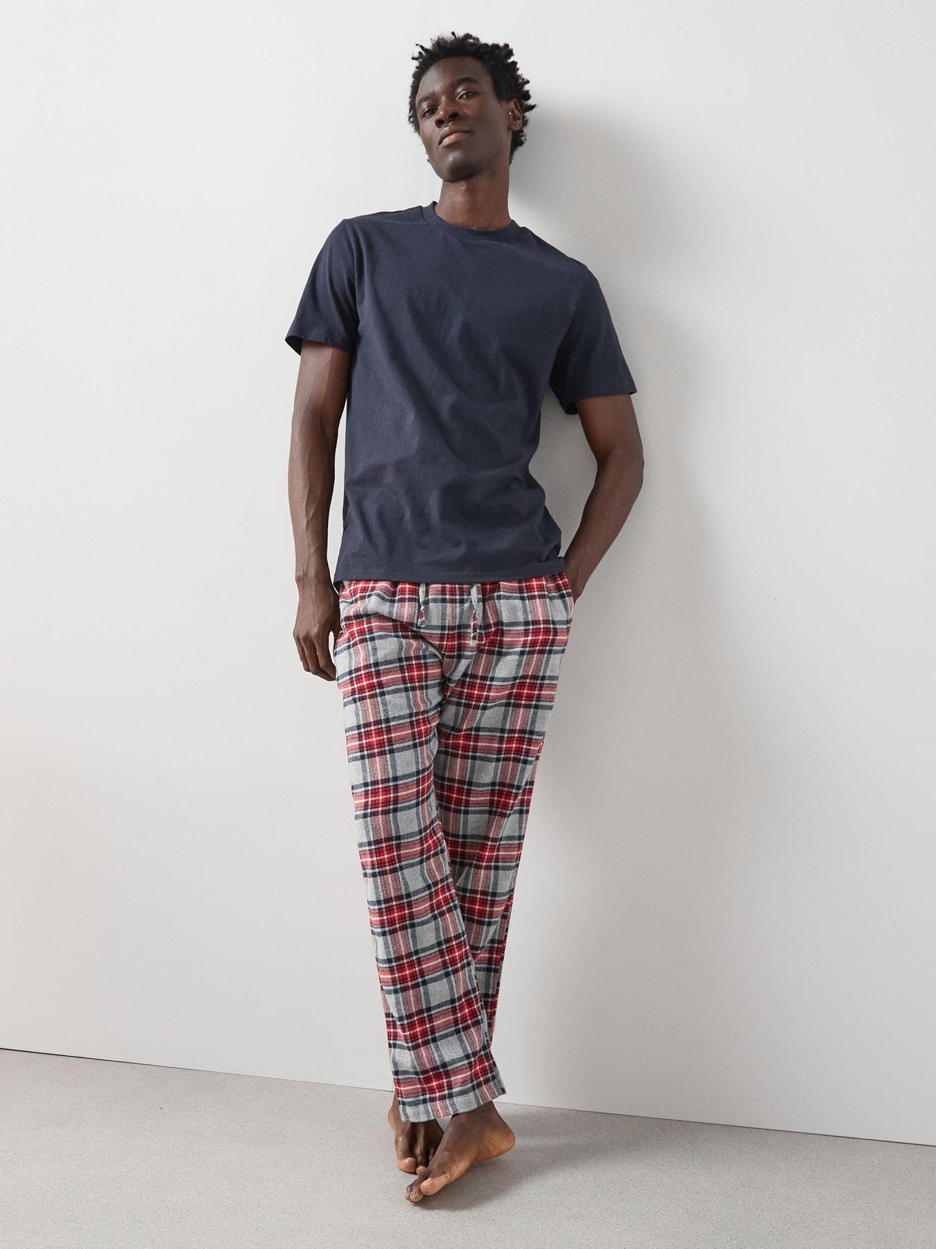 Very Man Pure Cotton Checked Trouser Pyjama Set - Red