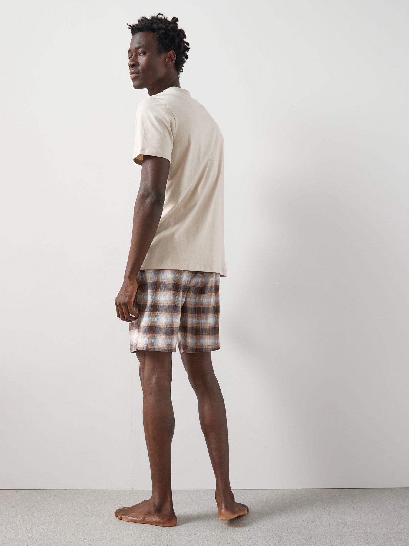 very-man-cosy-checked-short-pyjama-set-light-brownstillFront