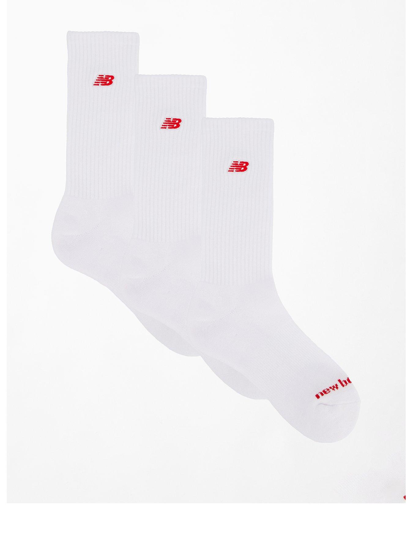 New Balance Unisex Patch Logo Crew 3 Pack Socks - White