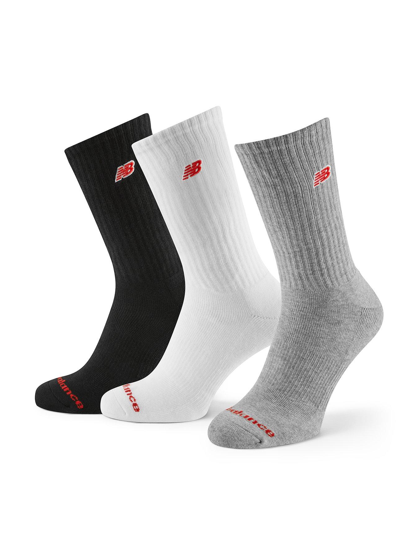 undefined Unisex Patch Logo Crew 3 Pack Socks - White/grey/black
