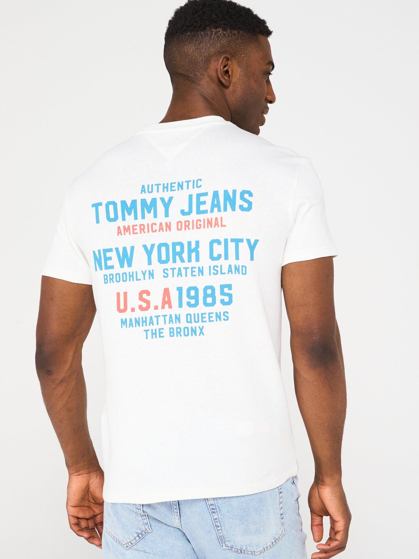 Tommy Jeans Regular Fit USA Script Back Print T-Shirt - Light Beige