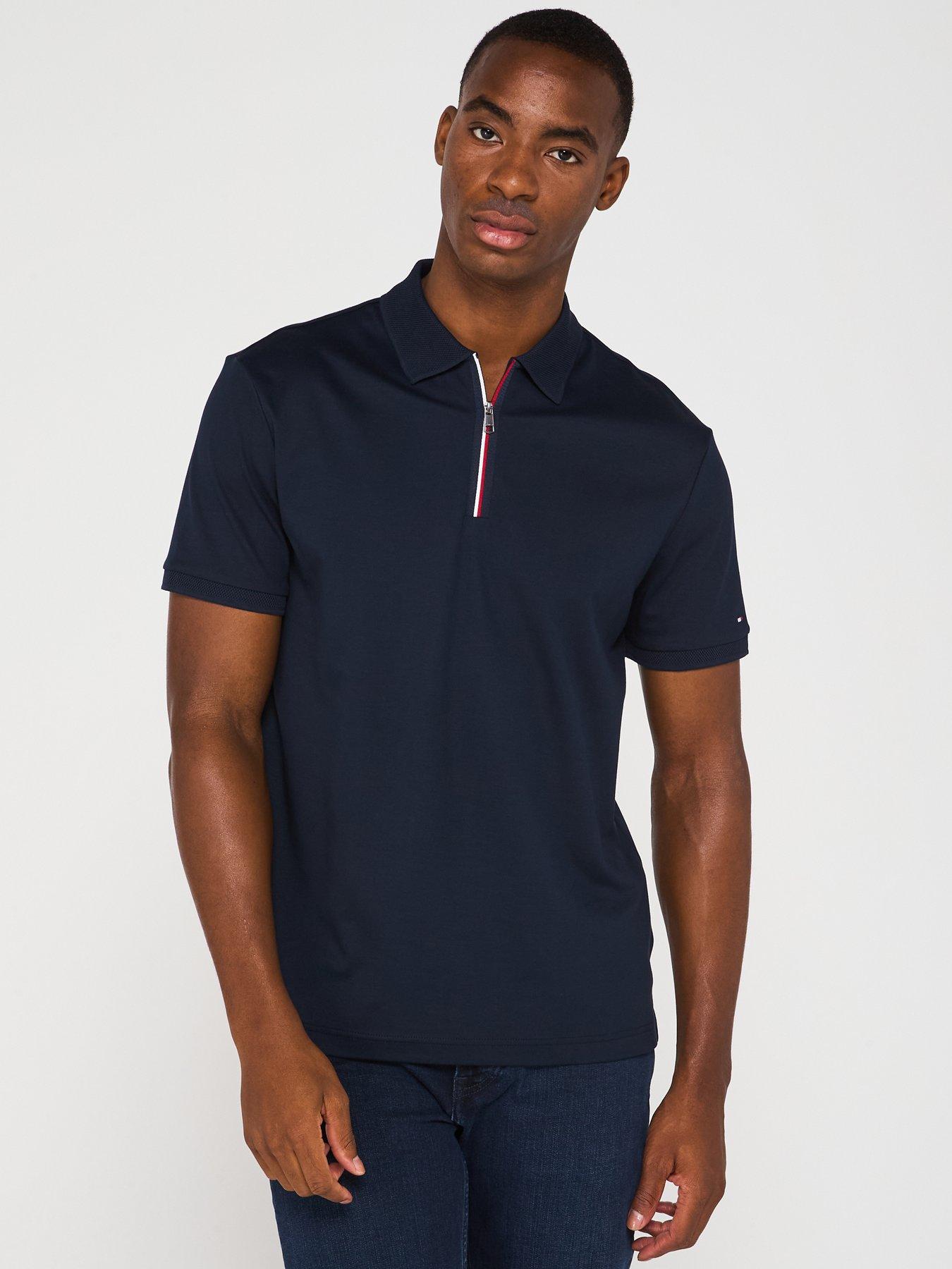 Tommy Hilfiger Interlock Zip Regular Fit Polo Shirt - Navy