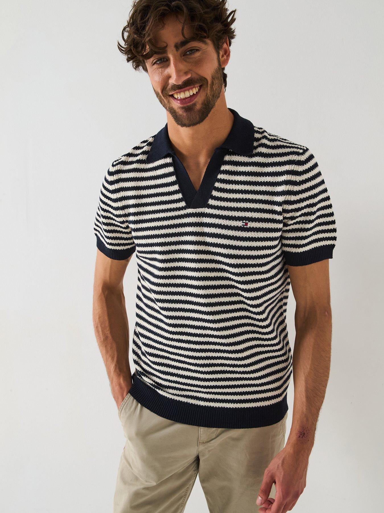 Tommy Hilfiger Knitted Stripe Polo Shirt - Navy