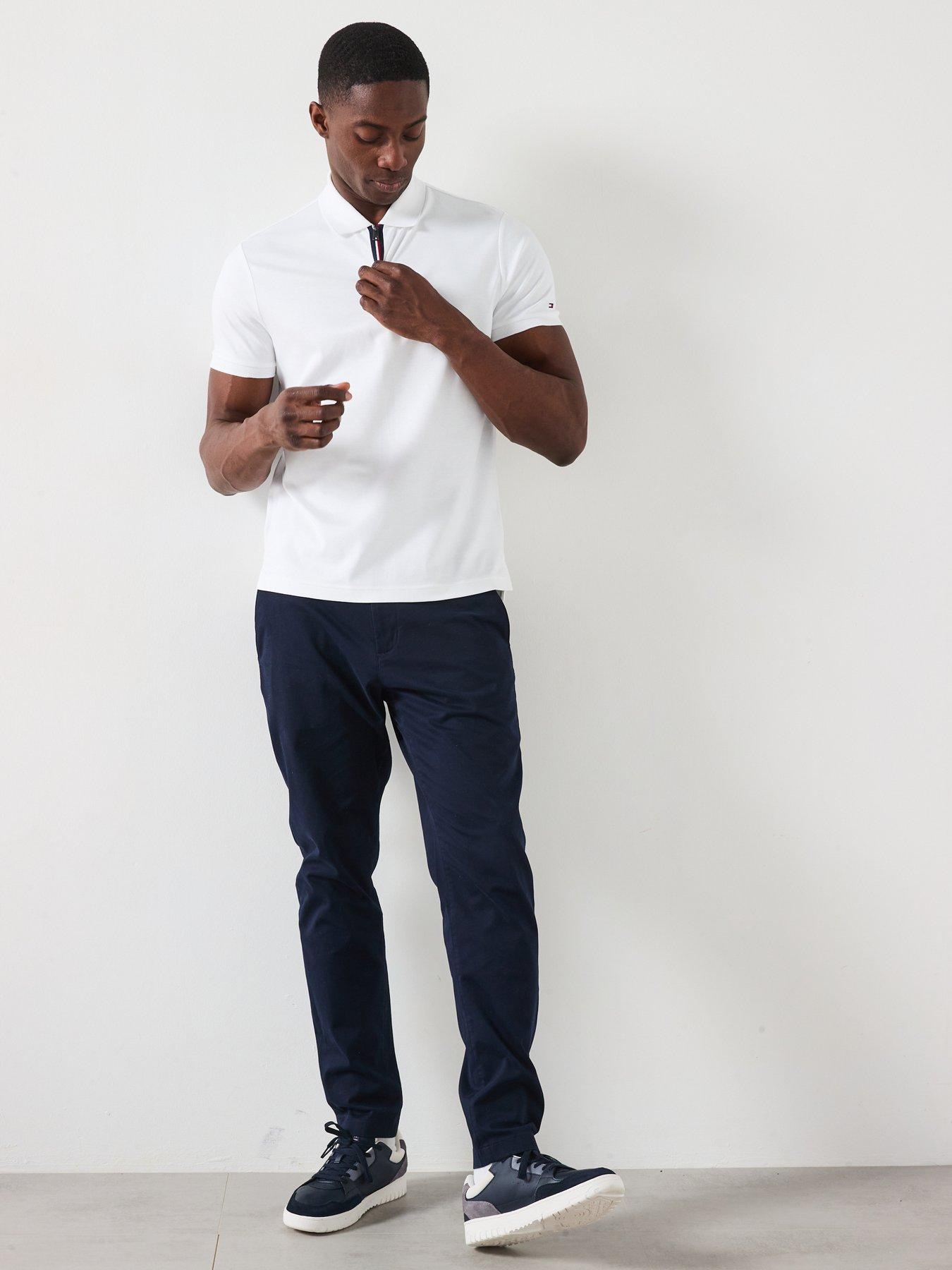 Image 3 of 6 of Tommy Hilfiger Interlock Zip Regular Fit Polo Shirt - White
