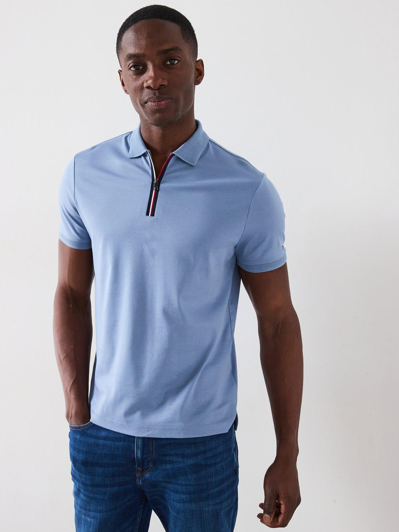 Tommy Hilfiger Interlock Zip Regular Fit Polo Shirt - Blue