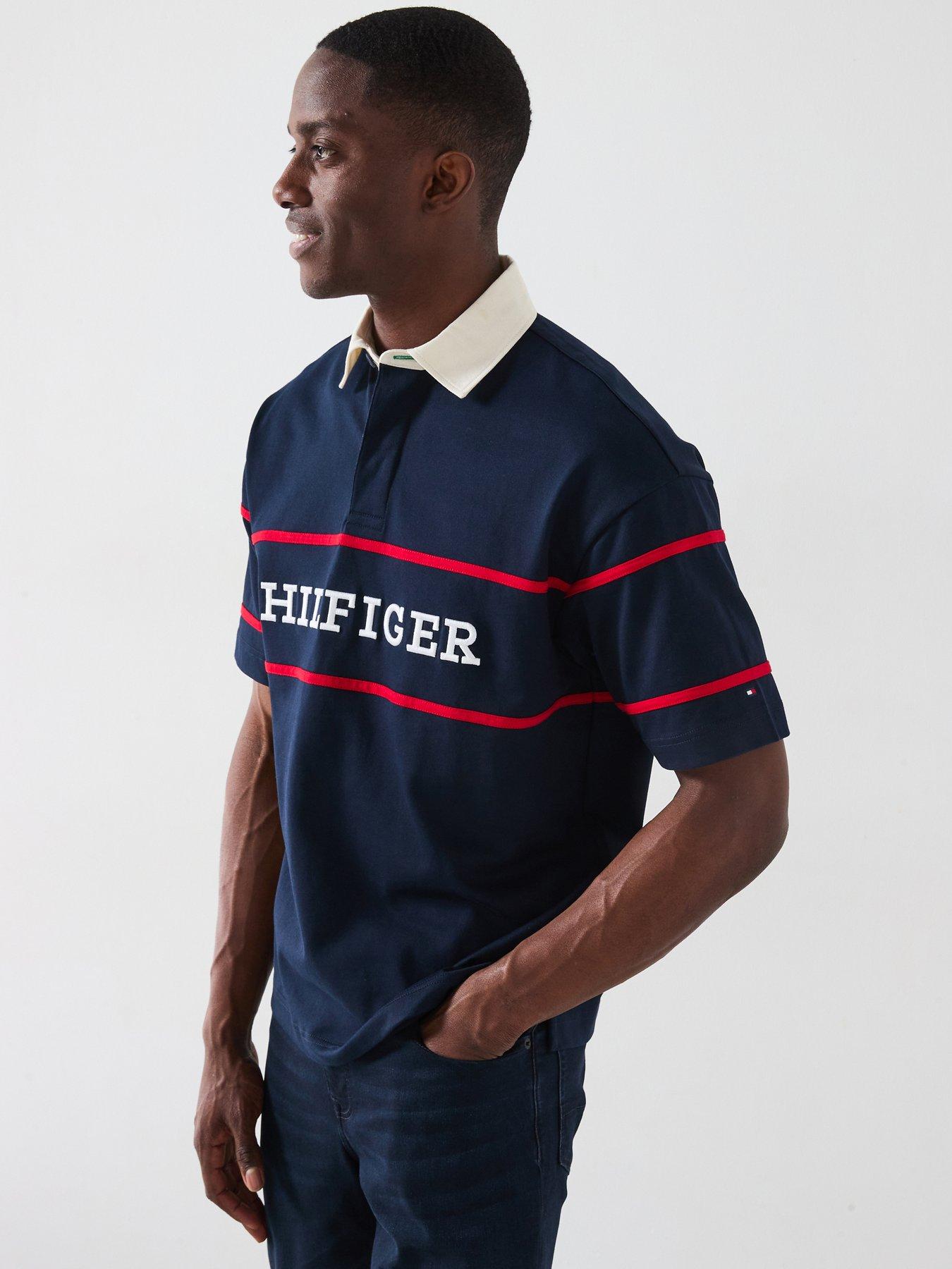 Tommy Hilfiger Americana Colourblock Short Sleeve Rugby Polo Shirt - Navy