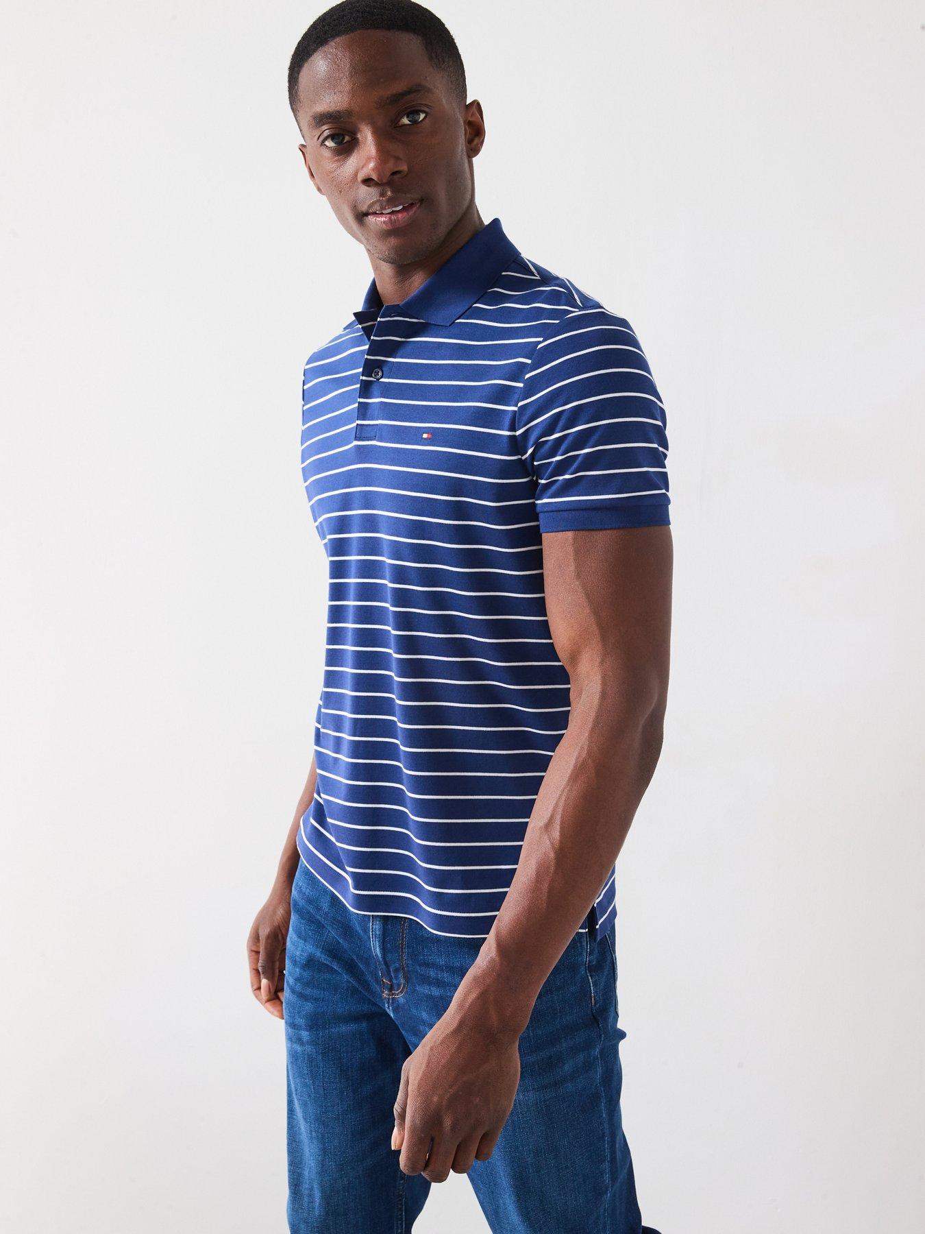 Tommy Hilfiger Liquid Cotton Regular Fit Striped Polo Shirt - Navy