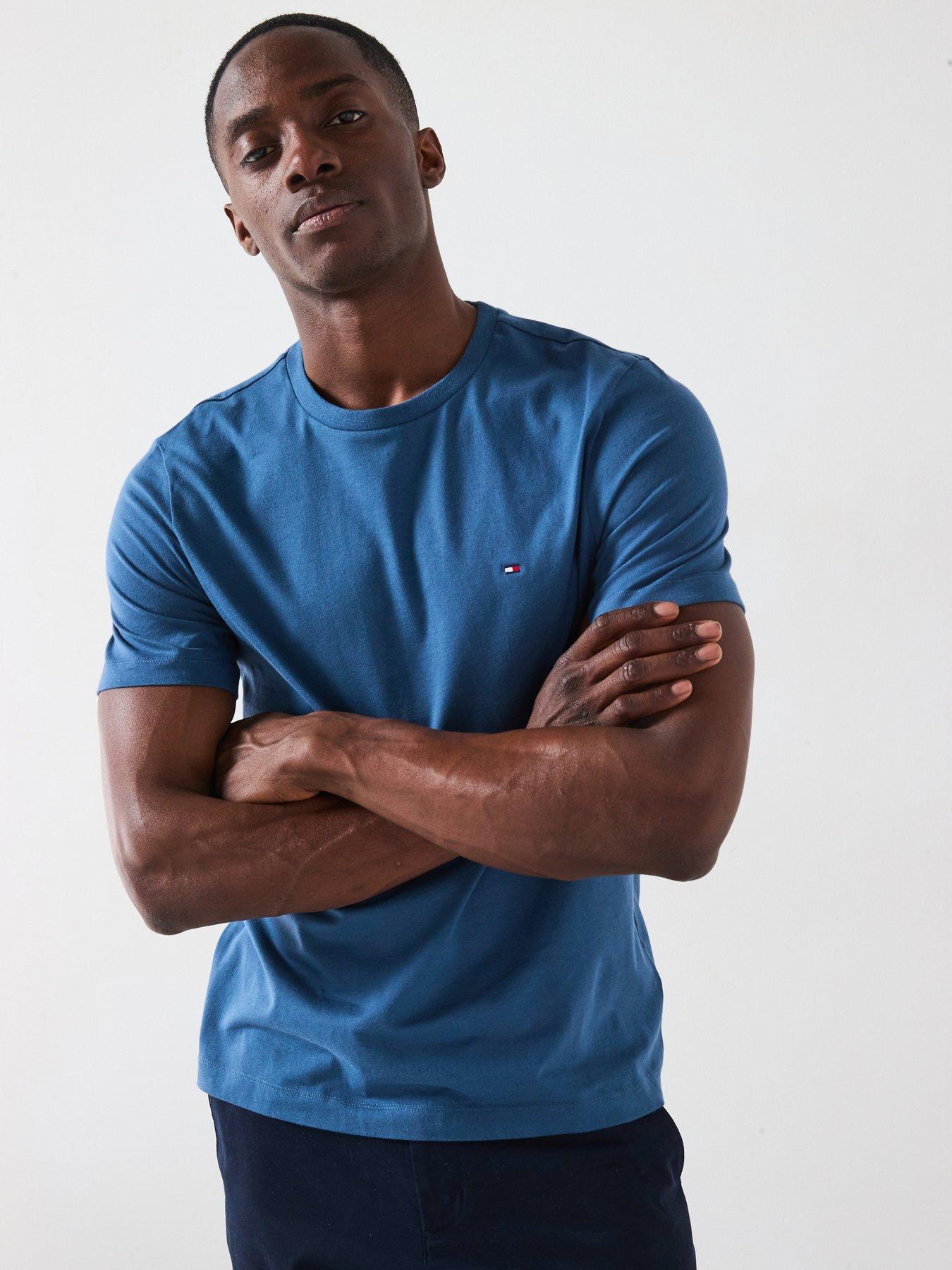 undefined Regular Fit Essential Flag Logo T-Shirt - Blue