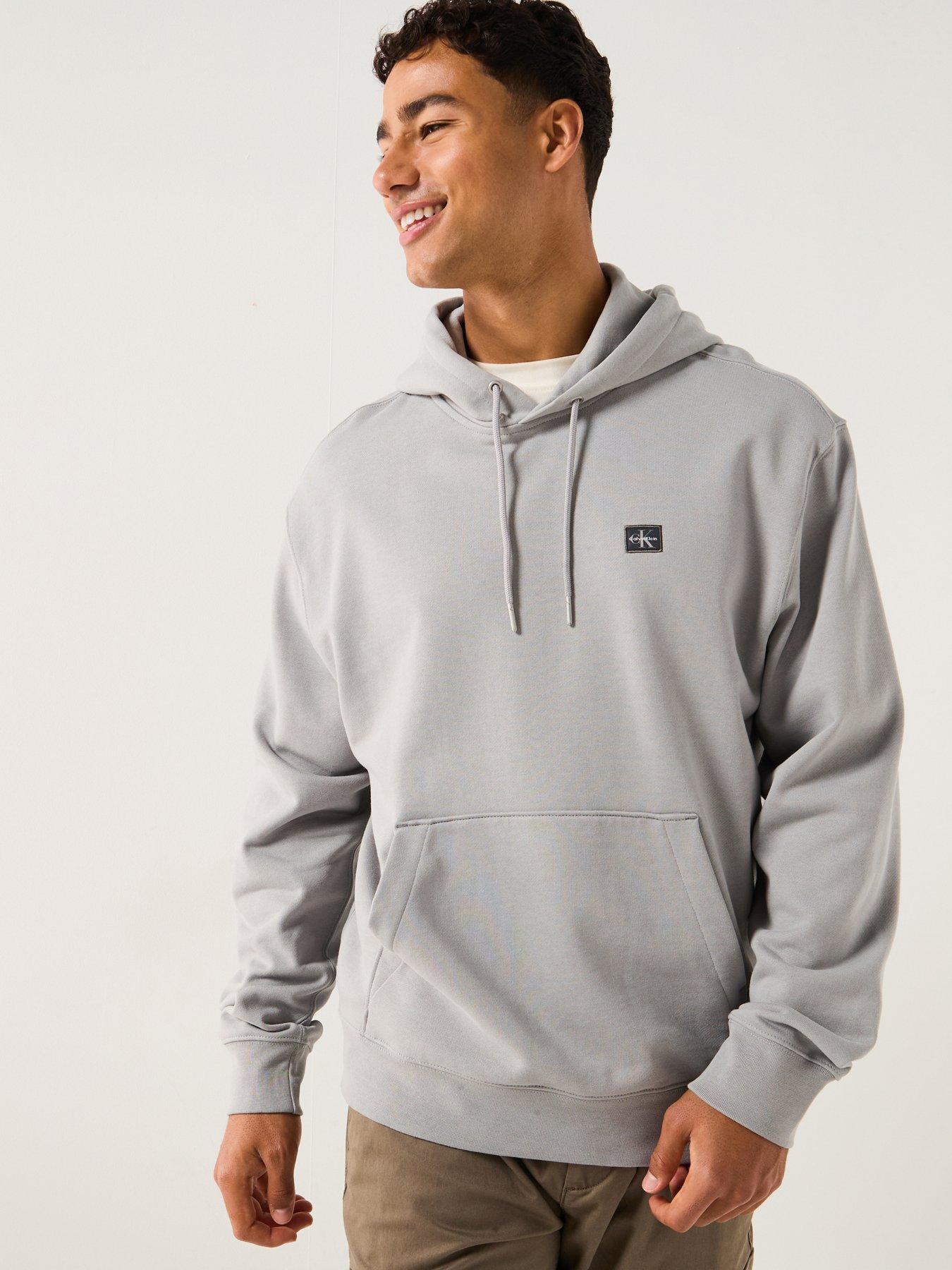 Calvin Klein Jeans Left Chest Woven Badge Overhead Hoodie - Grey
