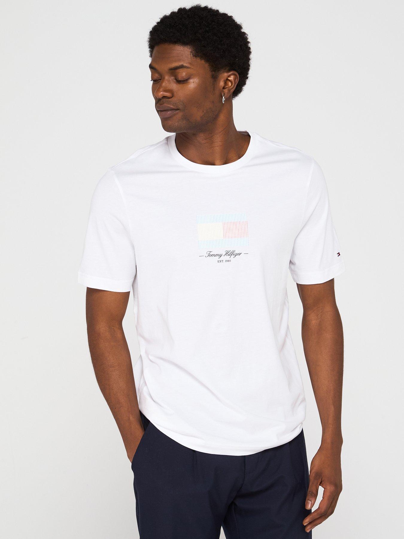 Image 1 of 5 of Tommy Hilfiger Ithaca Printed Flag Logo T-Shirt - White