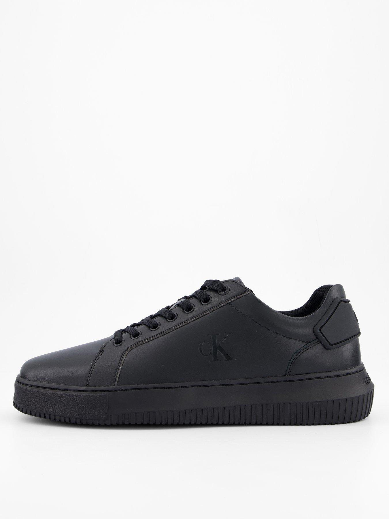 Image 1 of 7 of Calvin Klein Chunky Leather Cupsole Trainers - Black