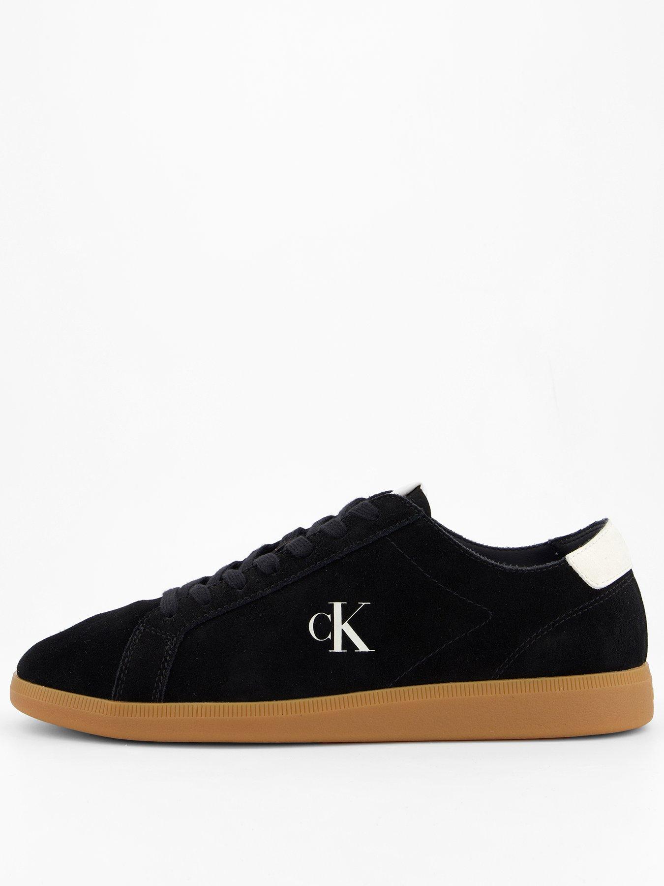 calvin-klein-suede-low-profile-cupsole-gumsole-trainers-blackfront