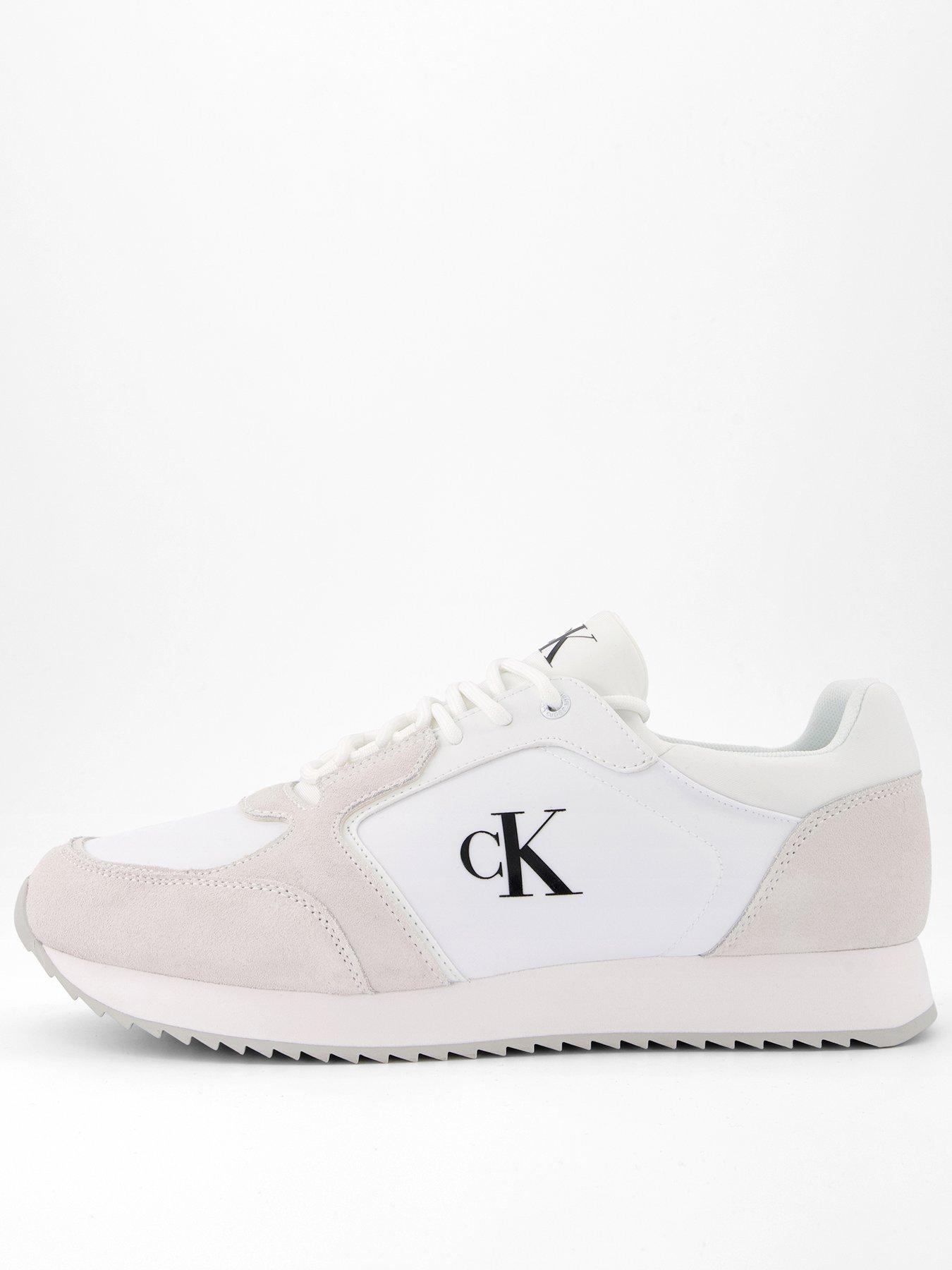 Calvin Klein Retro Nylon Suede Runner Trainers - White