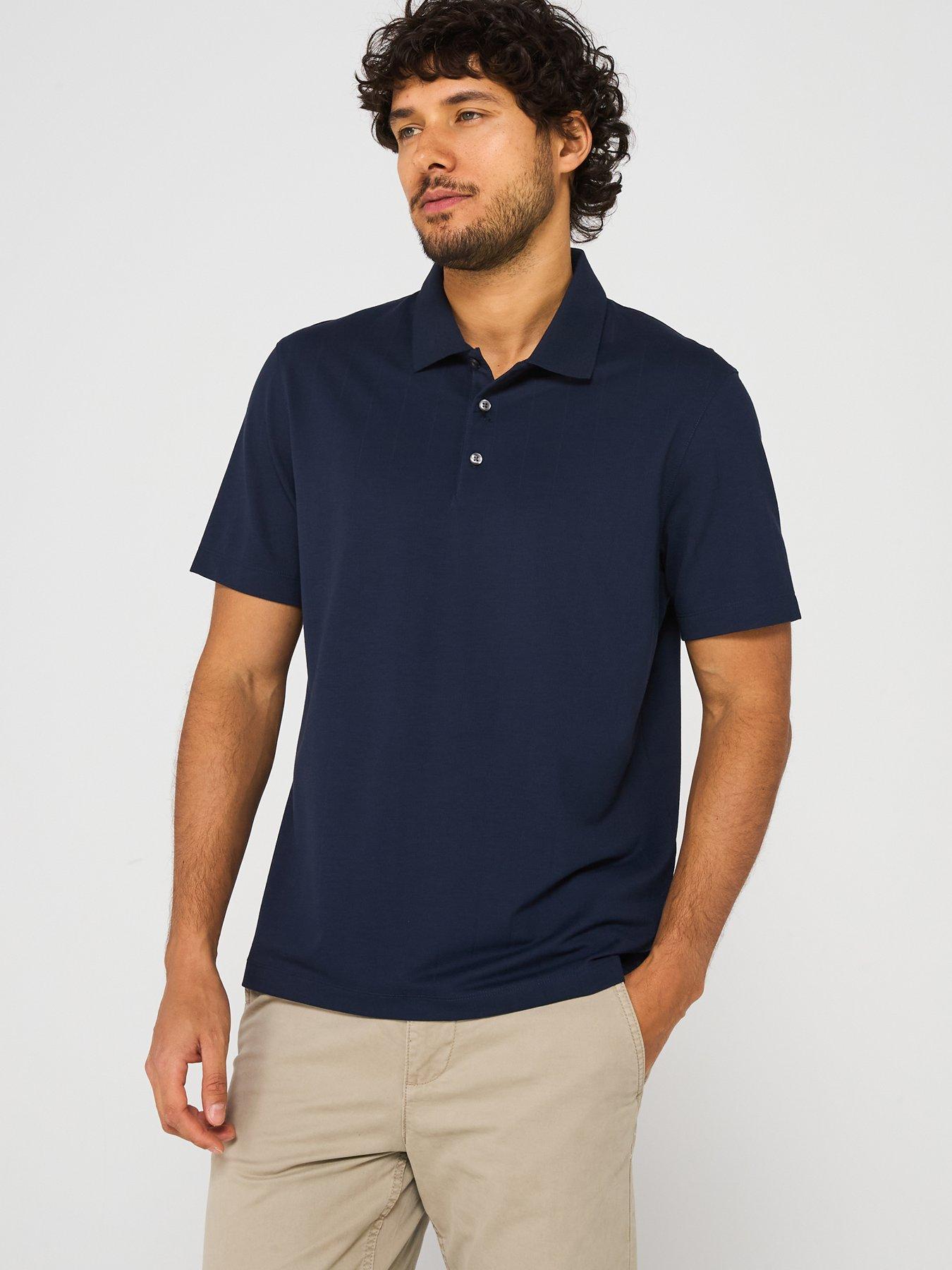 Calvin Klein Jacquard Stripe Stretch Polo Shirt - Navy