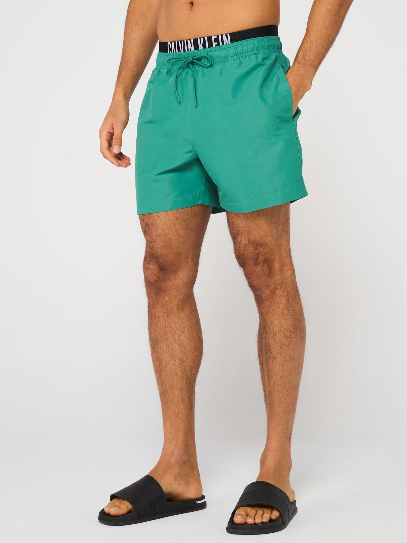 Image 1 of 4 of Calvin Klein Medium Double Waistband Swimshorts - Green