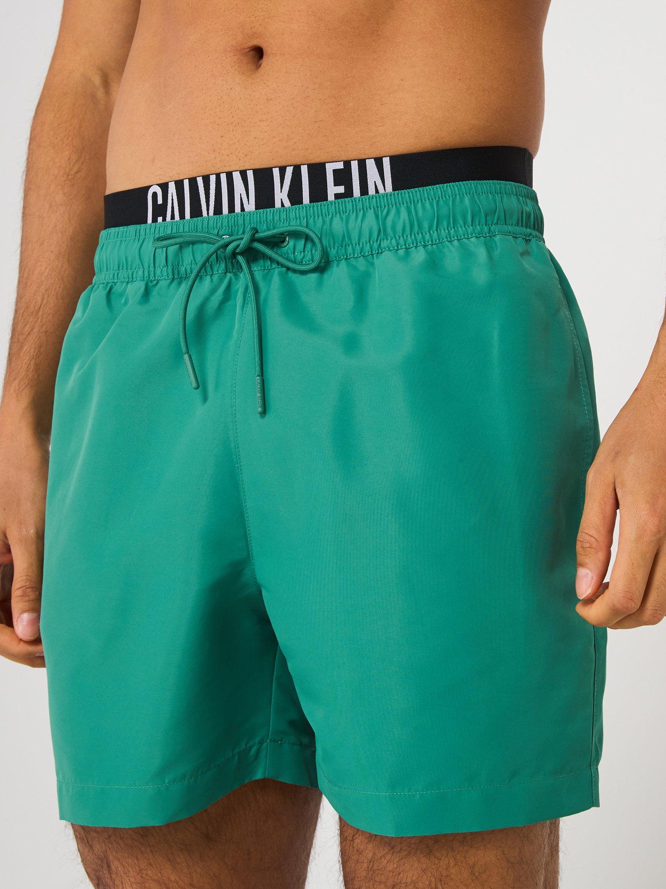 Image 4 of 4 of Calvin Klein Medium Double Waistband Swimshorts - Green