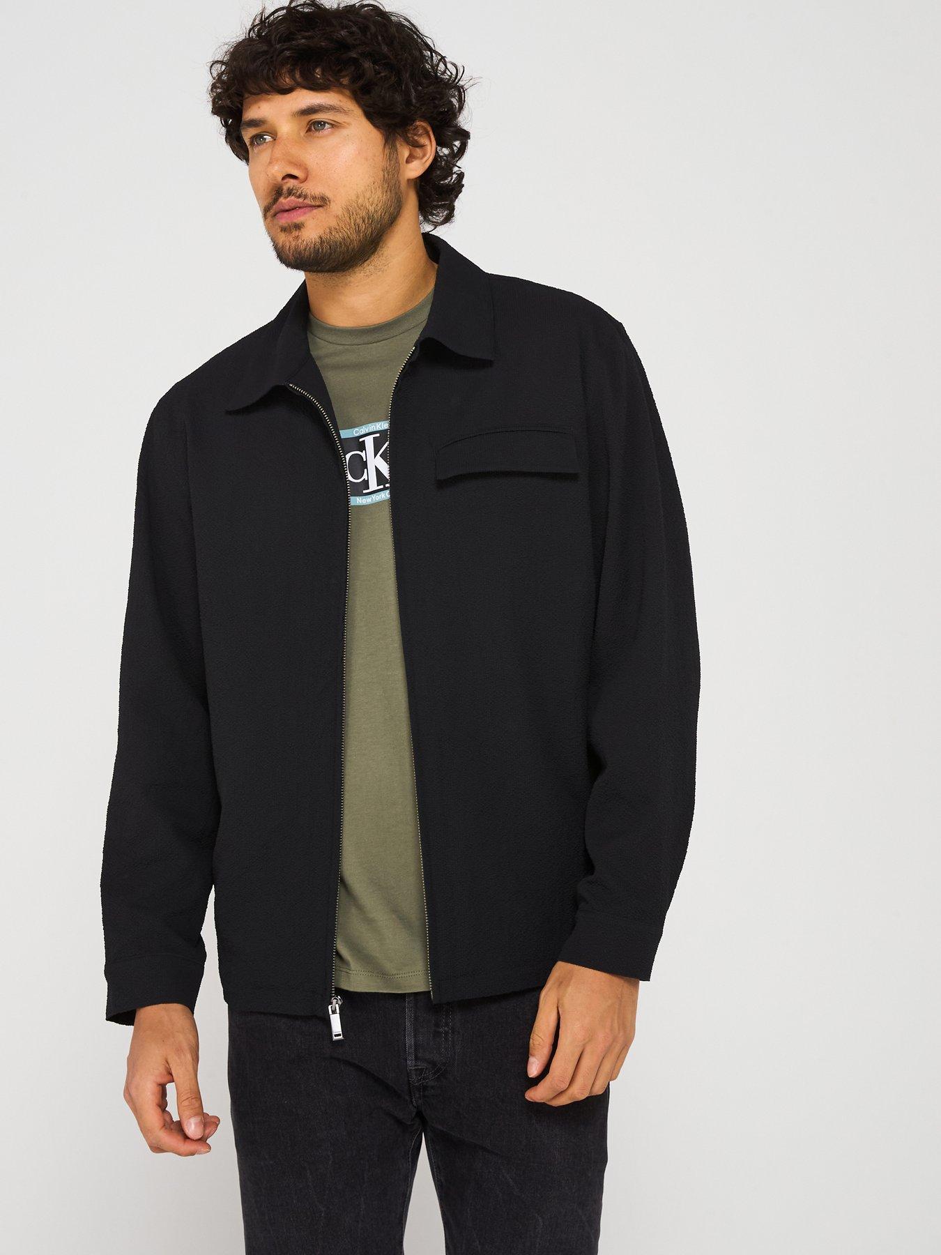 Calvin Klein Long Sleeve Seersucker Overshirt - Black