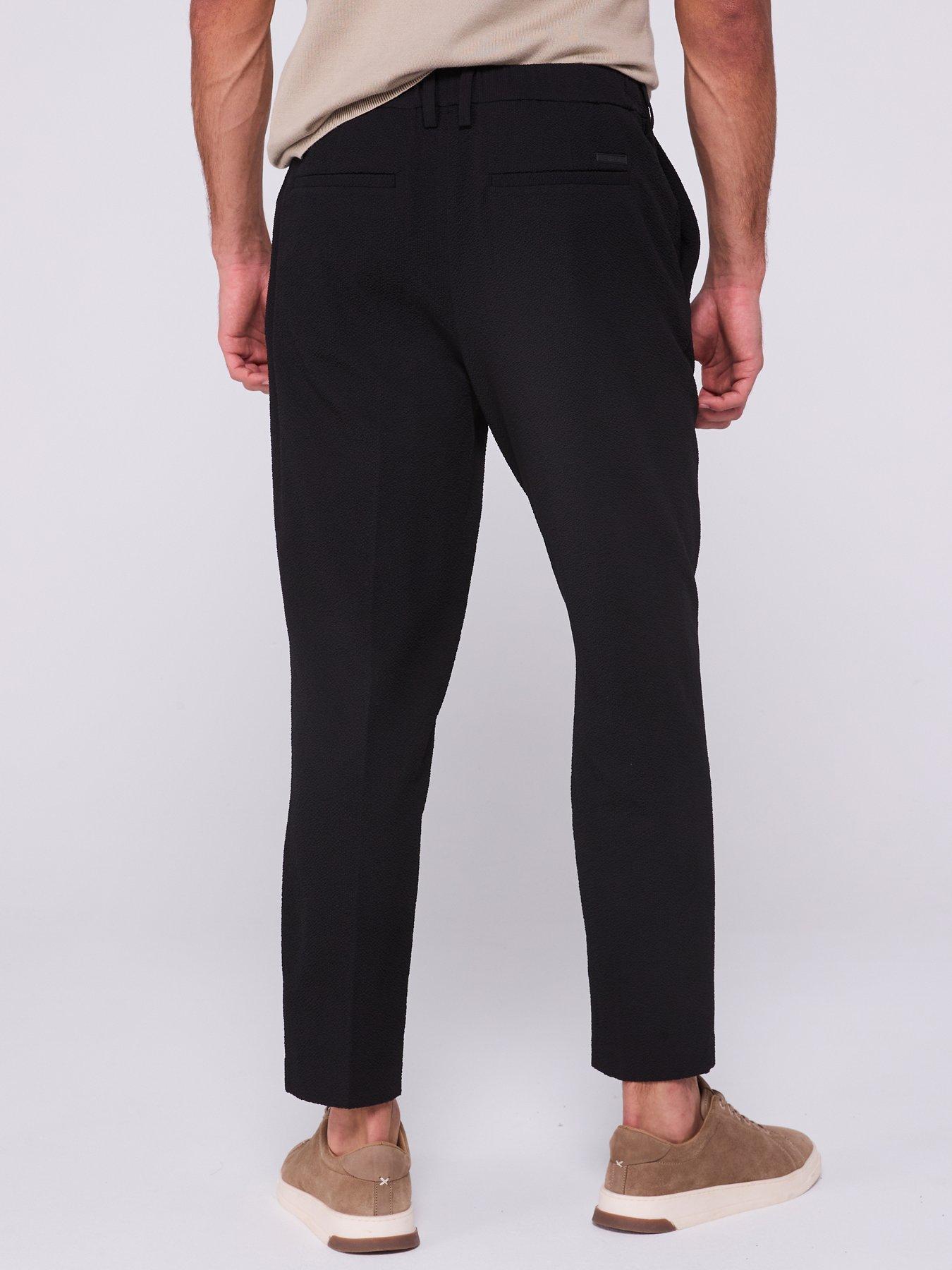 Image 2 of 6 of Calvin Klein Seersucker Pull On Trousers - Black