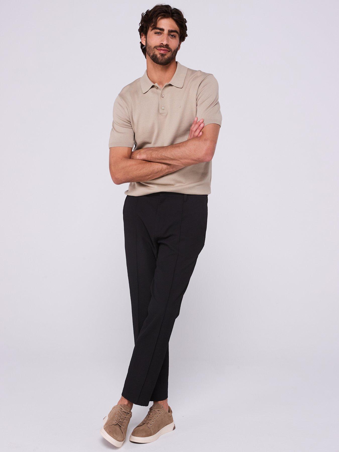 Image 3 of 6 of Calvin Klein Seersucker Pull On Trousers - Black