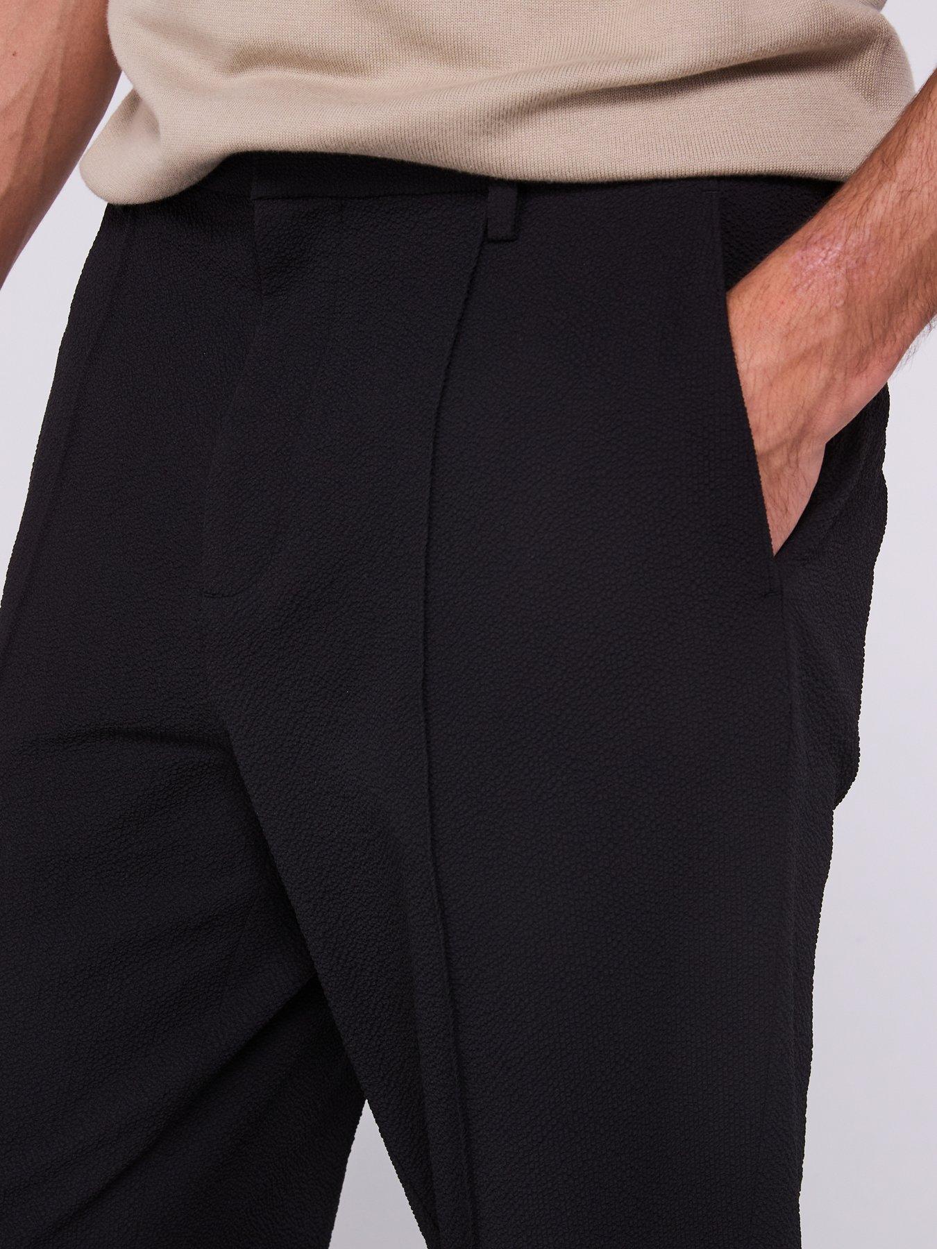 Image 4 of 6 of Calvin Klein Seersucker Pull On Trousers - Black