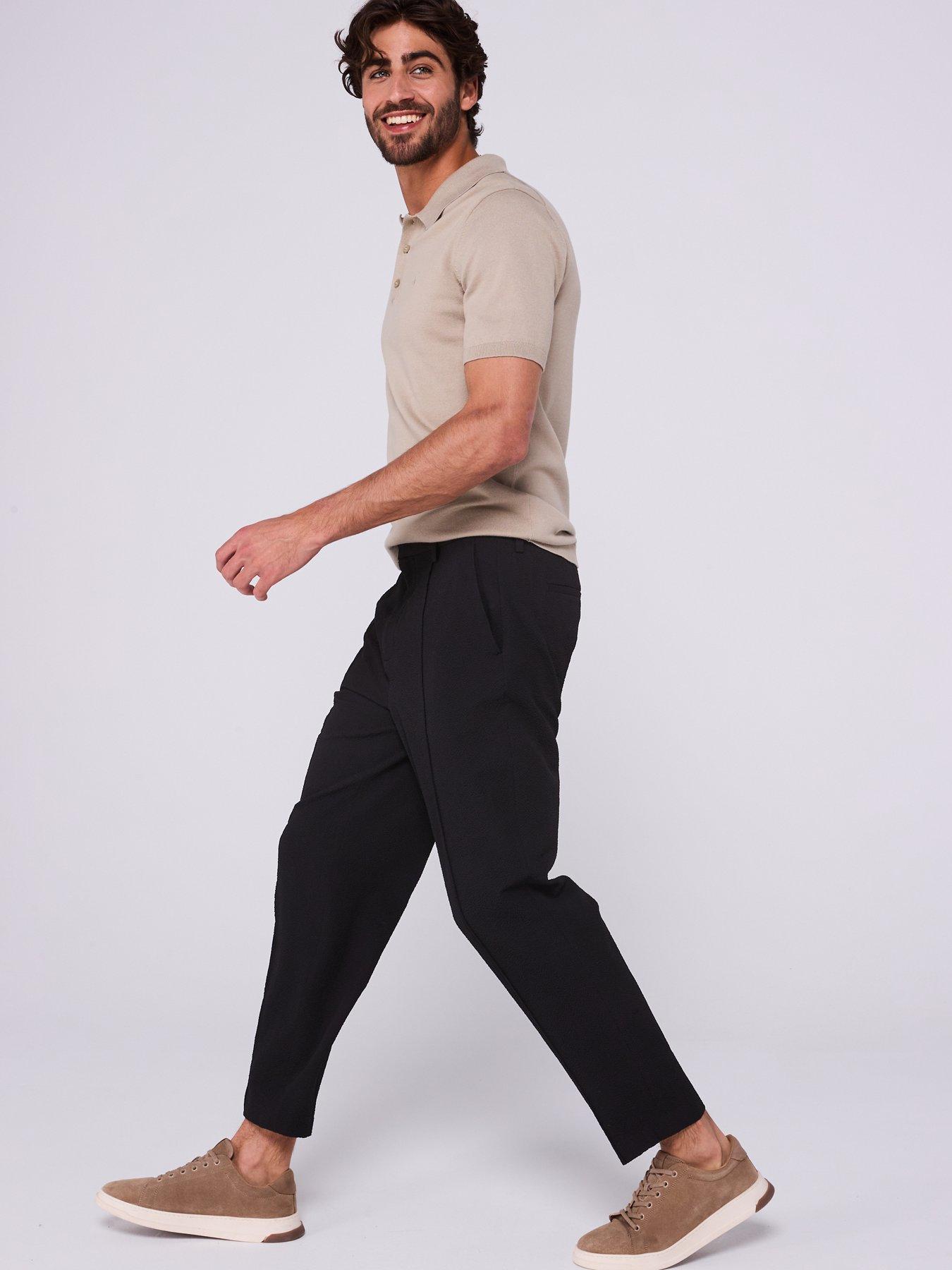 Image 6 of 6 of Calvin Klein Seersucker Pull On Trousers - Black