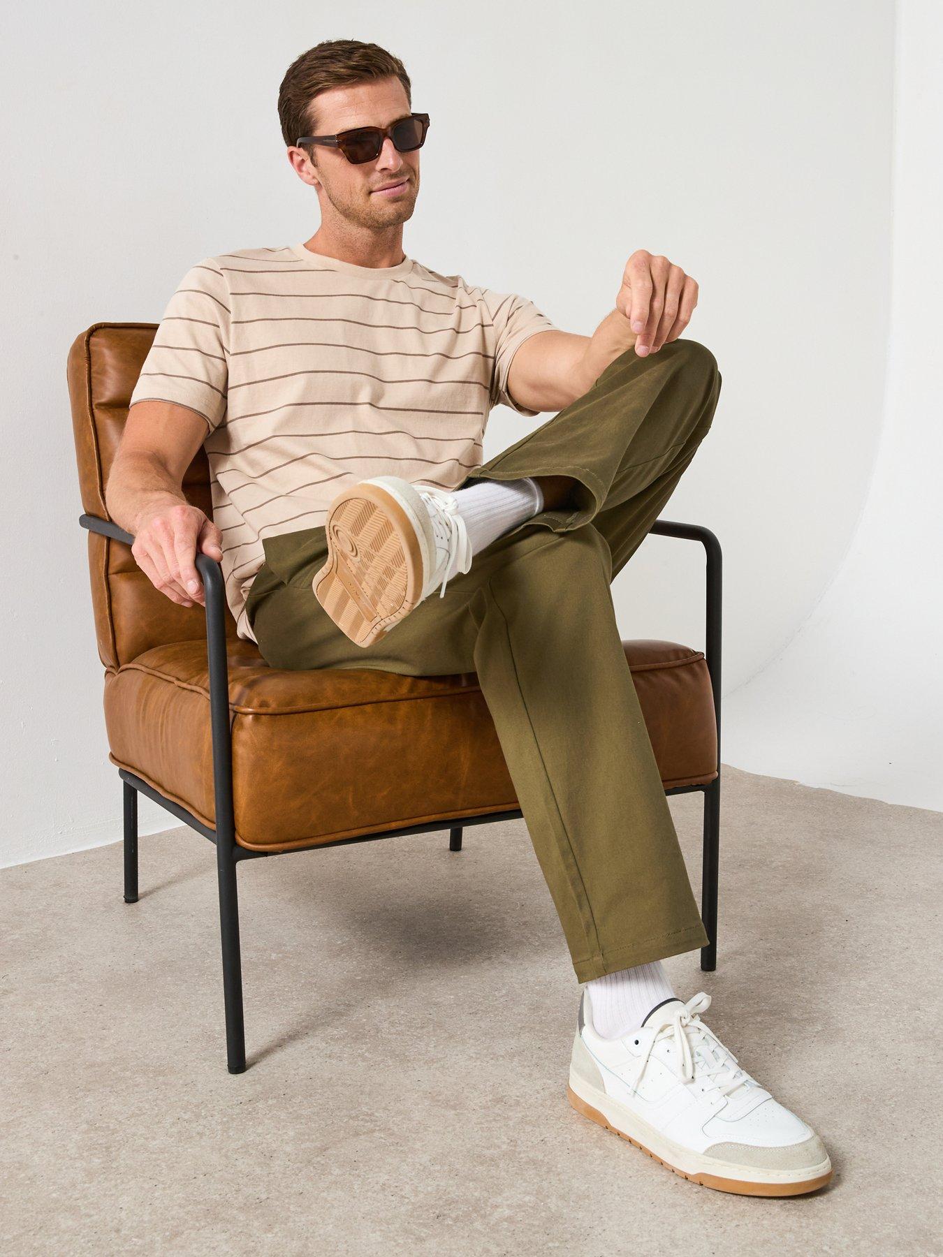 Image 6 of 6 of Very Man Striped Crew Neck Tee - Beige