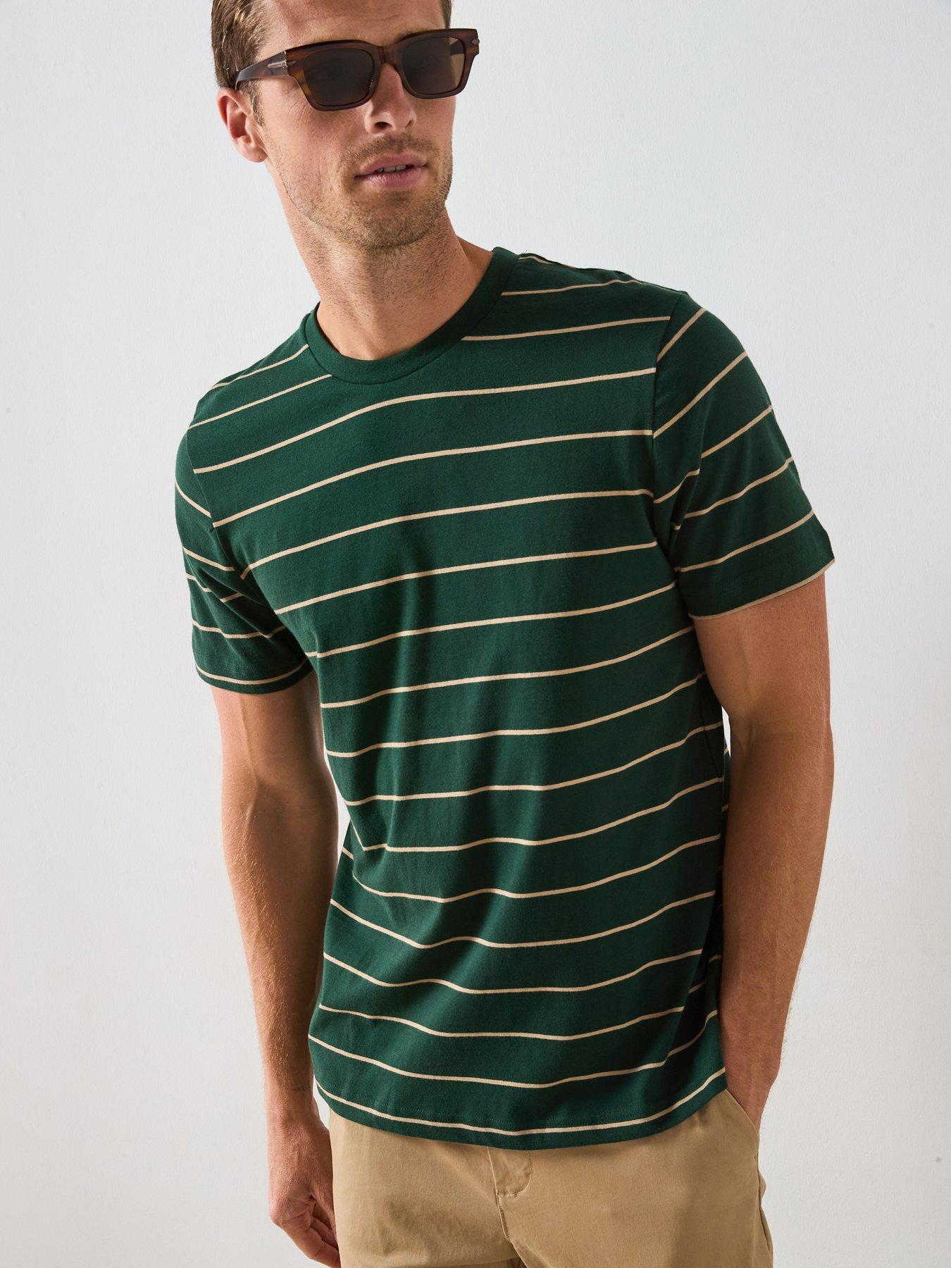 Very Man Striped Crew Neck Tee - Green