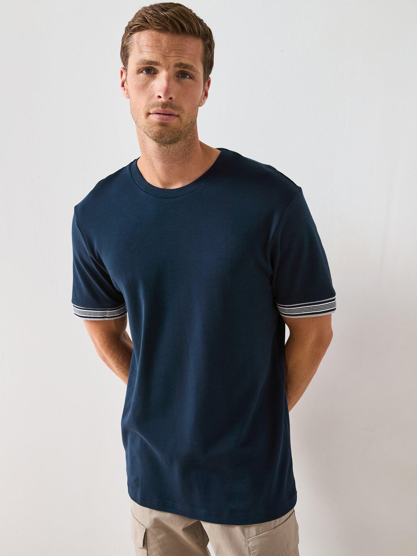 Very Man Pure Cotton Tipped T-shirt - Navy