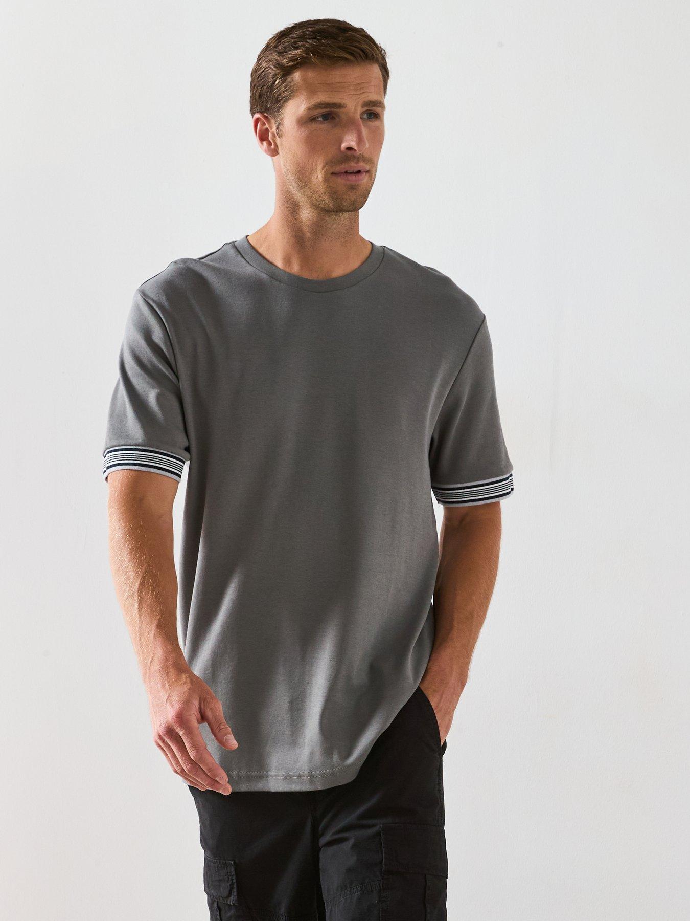 Very Man Pure Cotton Tipped T-shirt - Grey