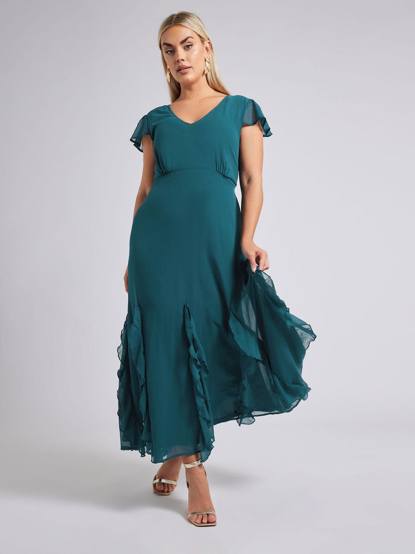 yours-curve-ruffle-hem-dress-greenback