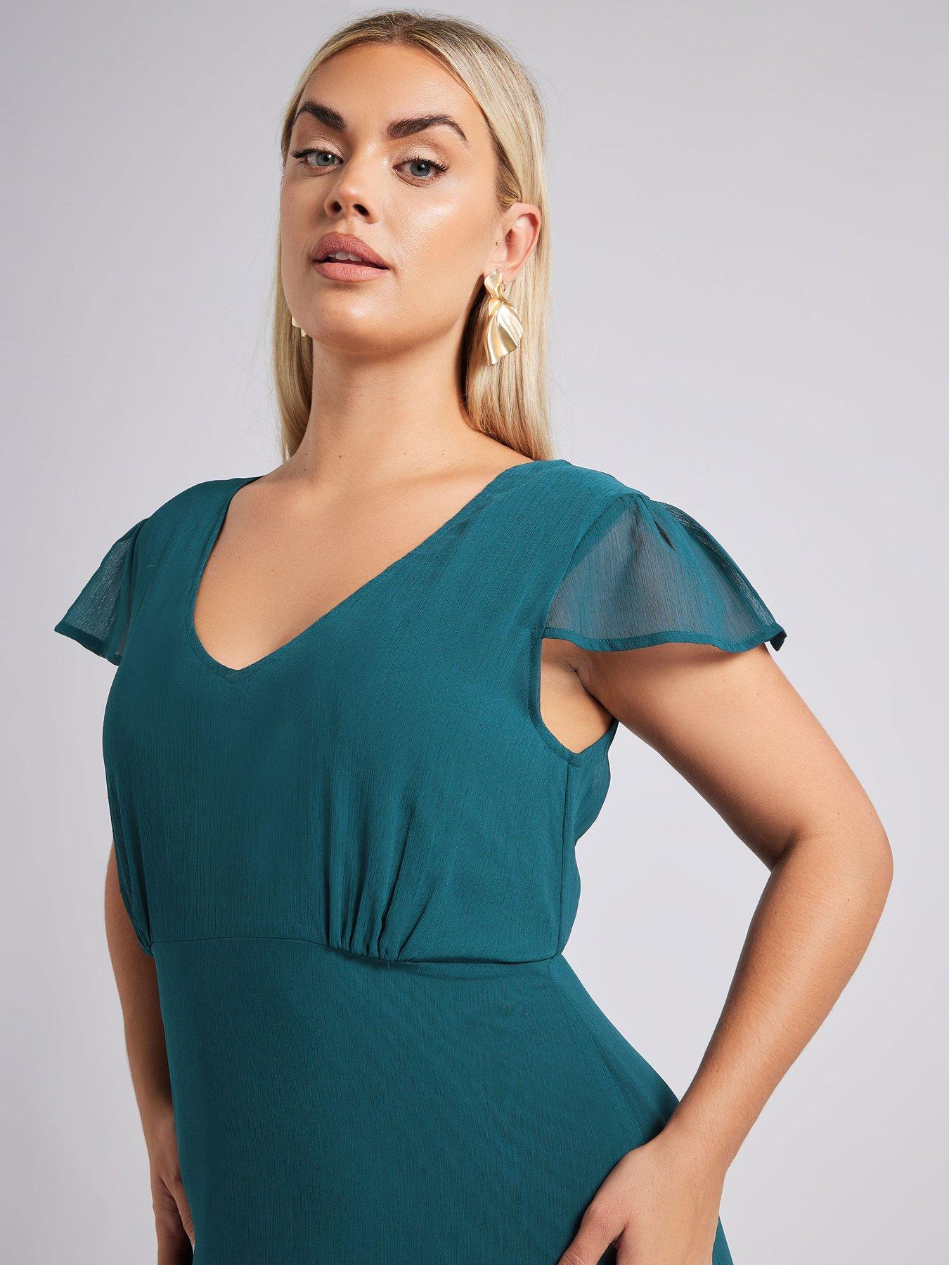 yours-curve-ruffle-hem-dress-greenoutfit
