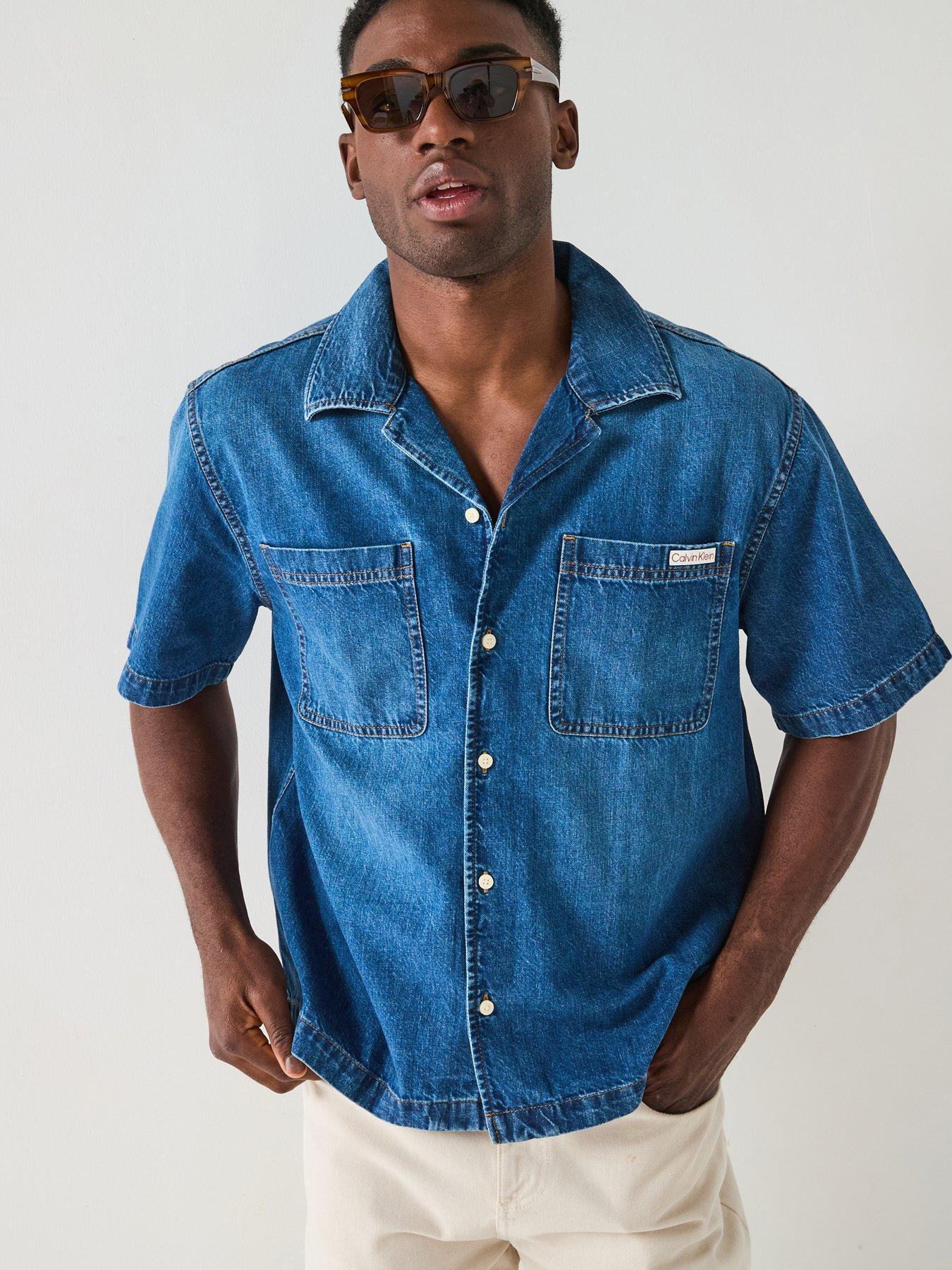 Calvin Klein Jeans Nile Camp Short Sleeve Denim Shirt - Blue