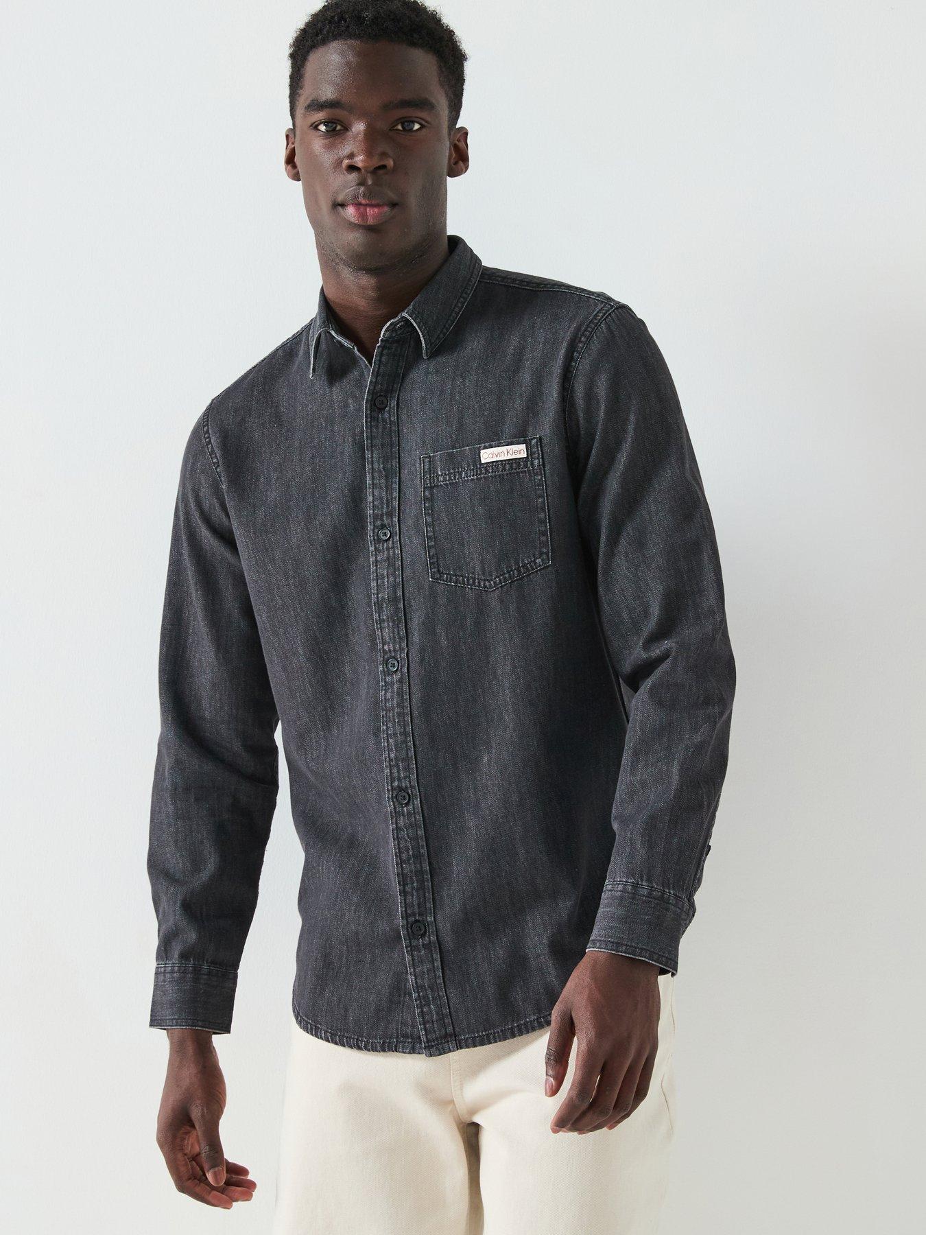 Calvin Klein Jeans Casual Classic Pocket Logo Denim Shirt - Black