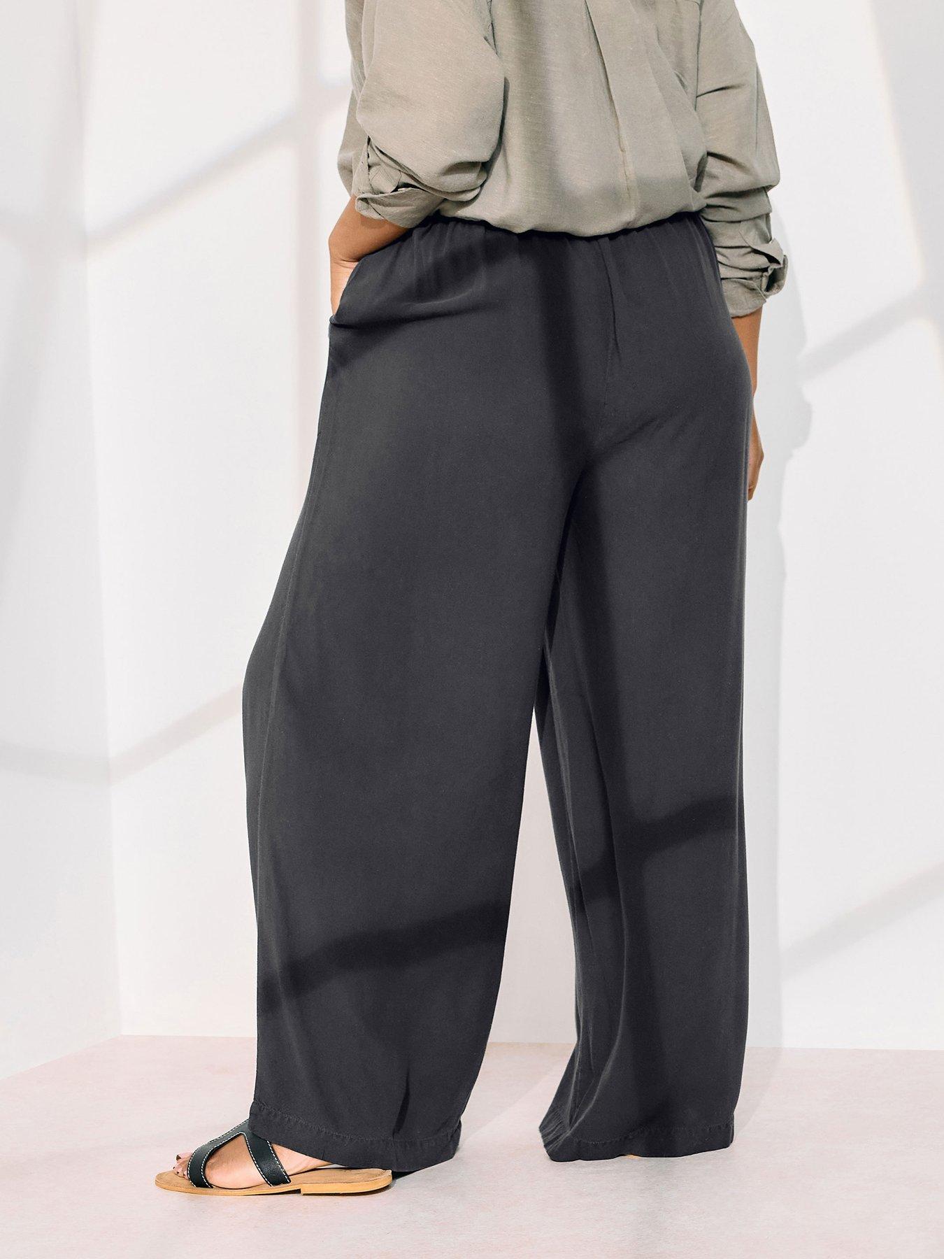 yours-curve-chambray-pull-on-wide-leg-trouser-blackstillFront
