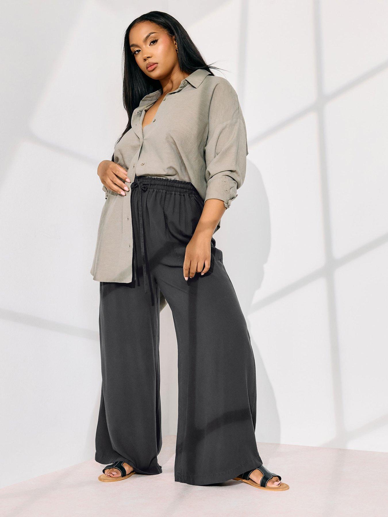 yours-curve-chambray-pull-on-wide-leg-trouser-blackback