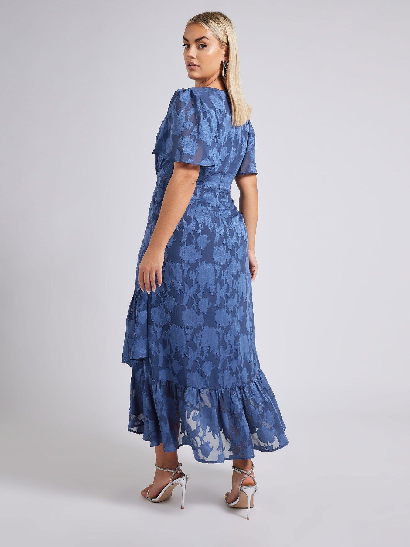 yours-curve-jacquard-wrap-dress-bluestillFront