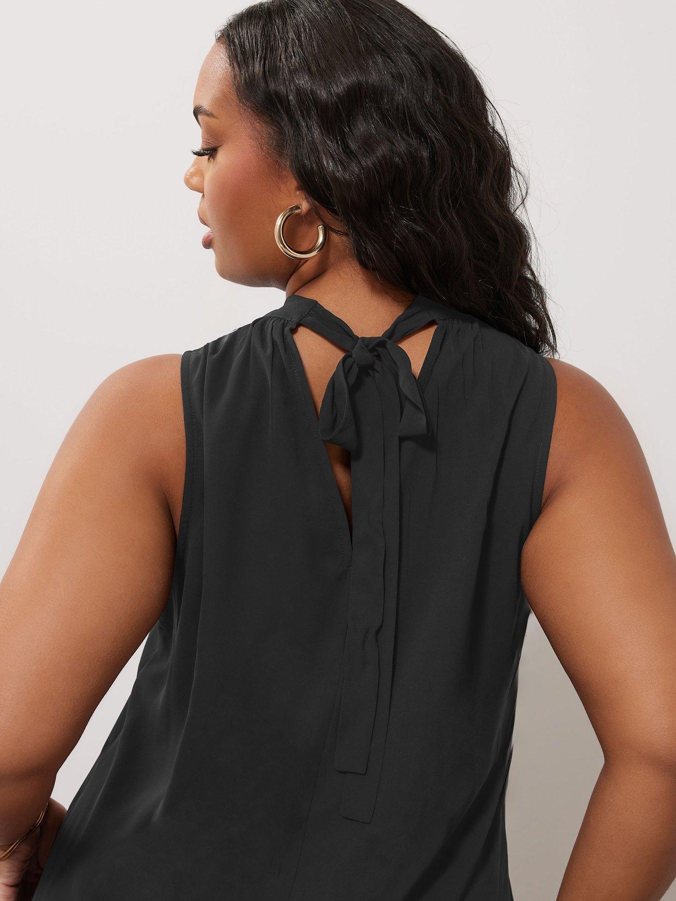 Image 4 of 4 of Yours Curve High Low Layered Blouse - Black