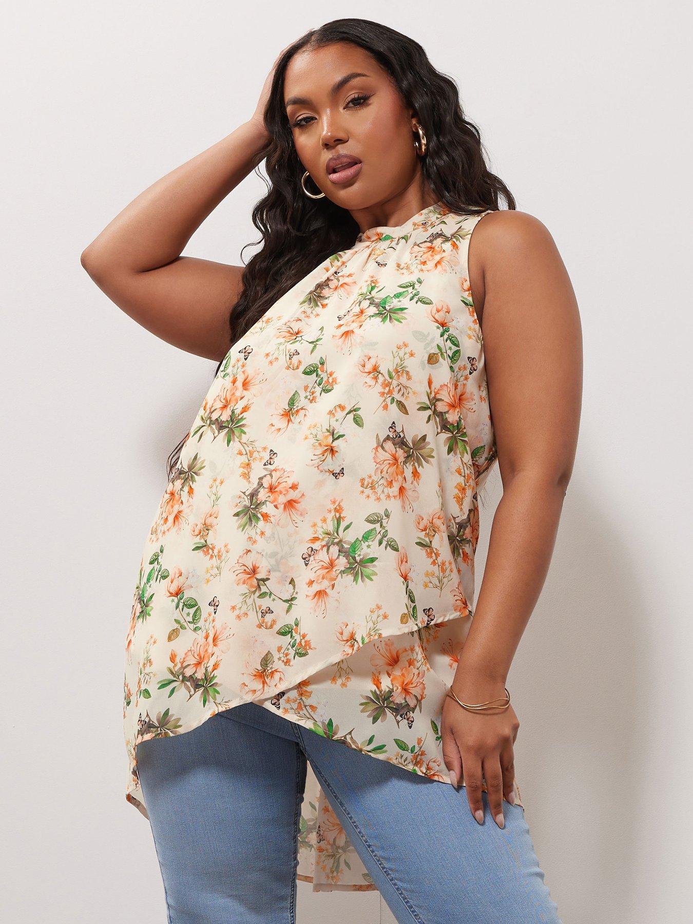 Image 1 of 4 of Yours Curve Floral High Low Layered Blouse